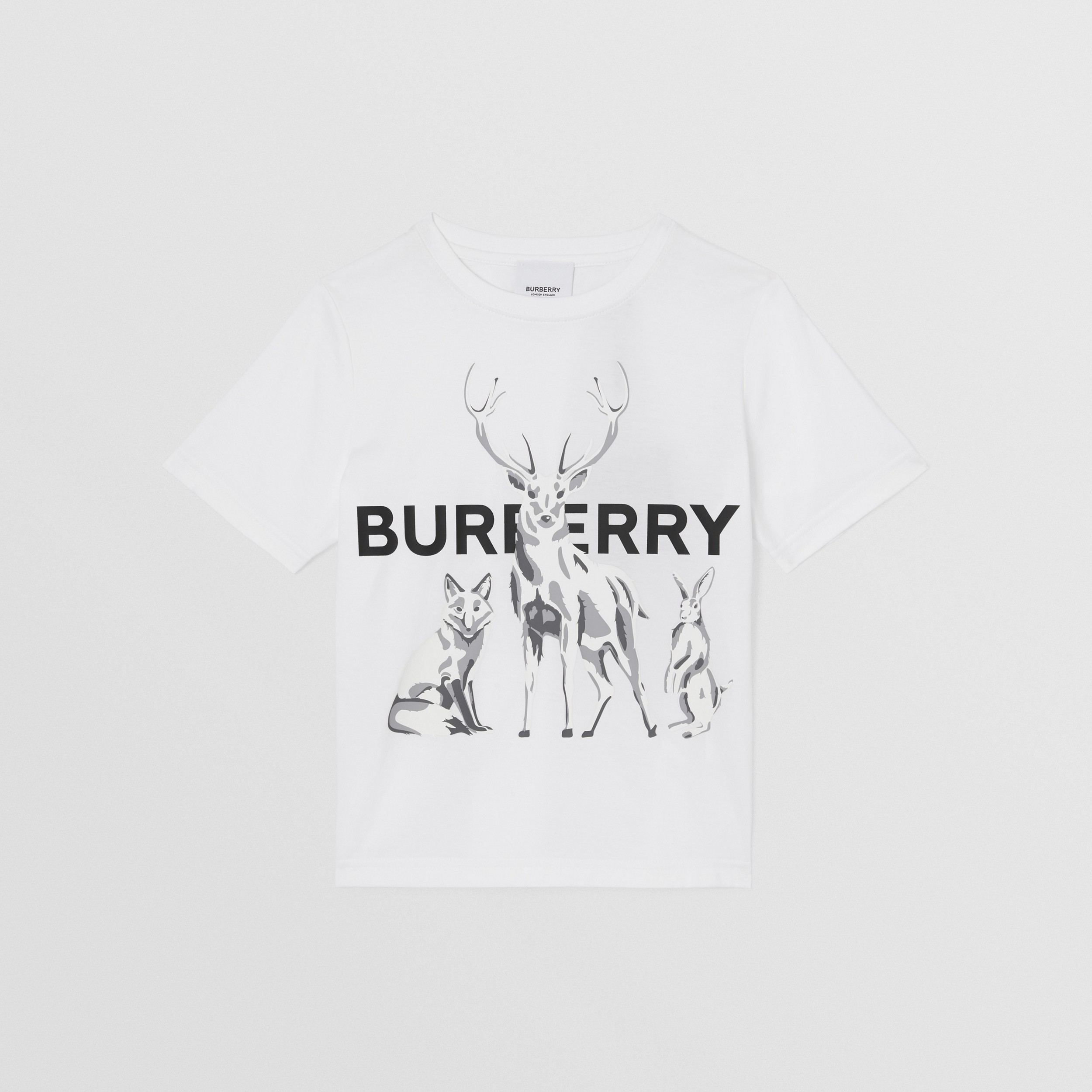 Animal Kingdom Print Cotton T-shirt in White - Children | Burberry® Official - 1