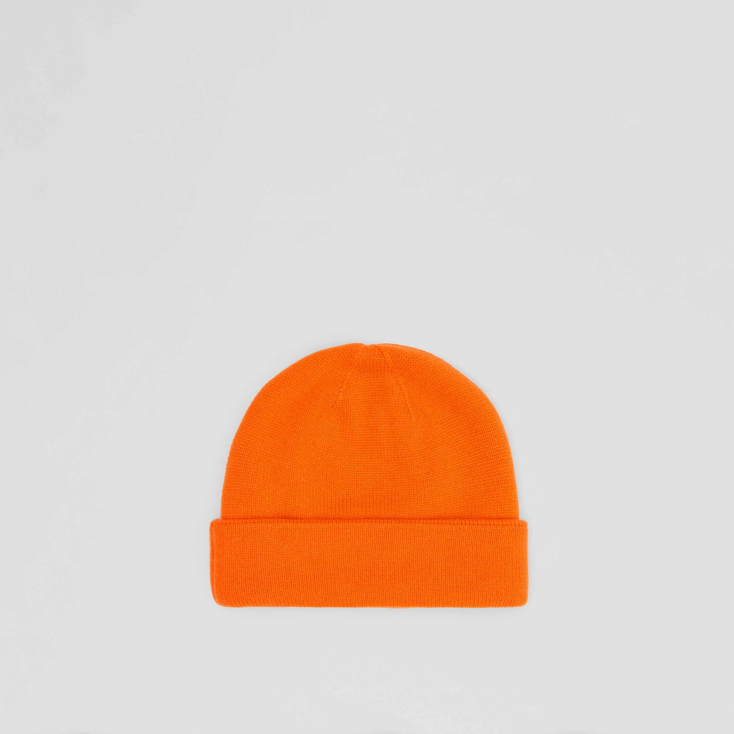 Embroidered Oak Leaf Crest Cashmere Beanie in Bright Orange | Burberry® Official - 4
