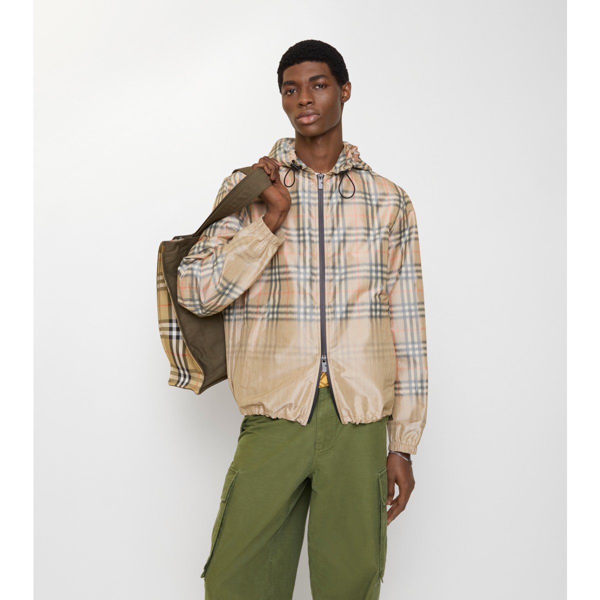  Check Gradient Hooded Jacket