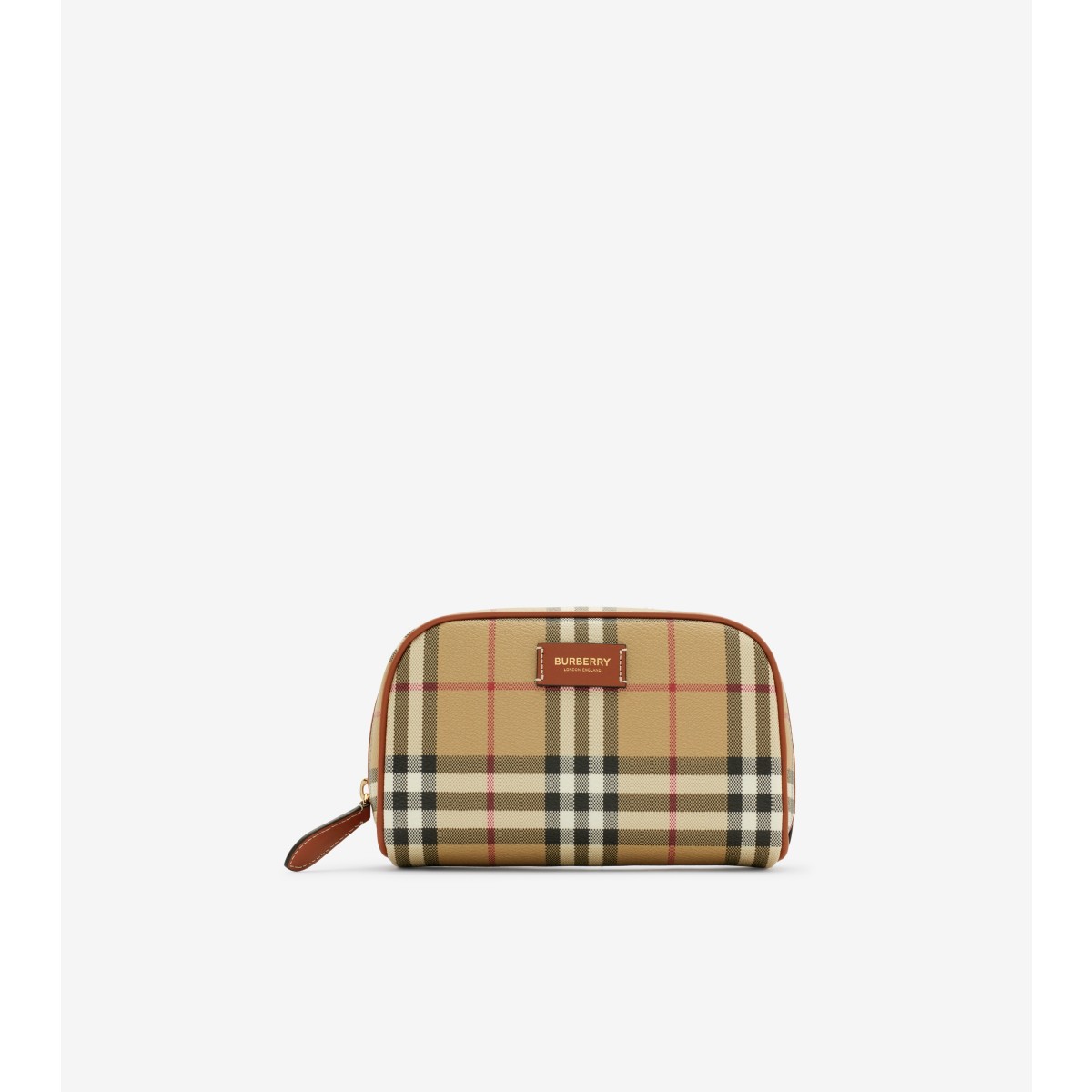 Burberry Small Check Travel Pouch In Archive Beige