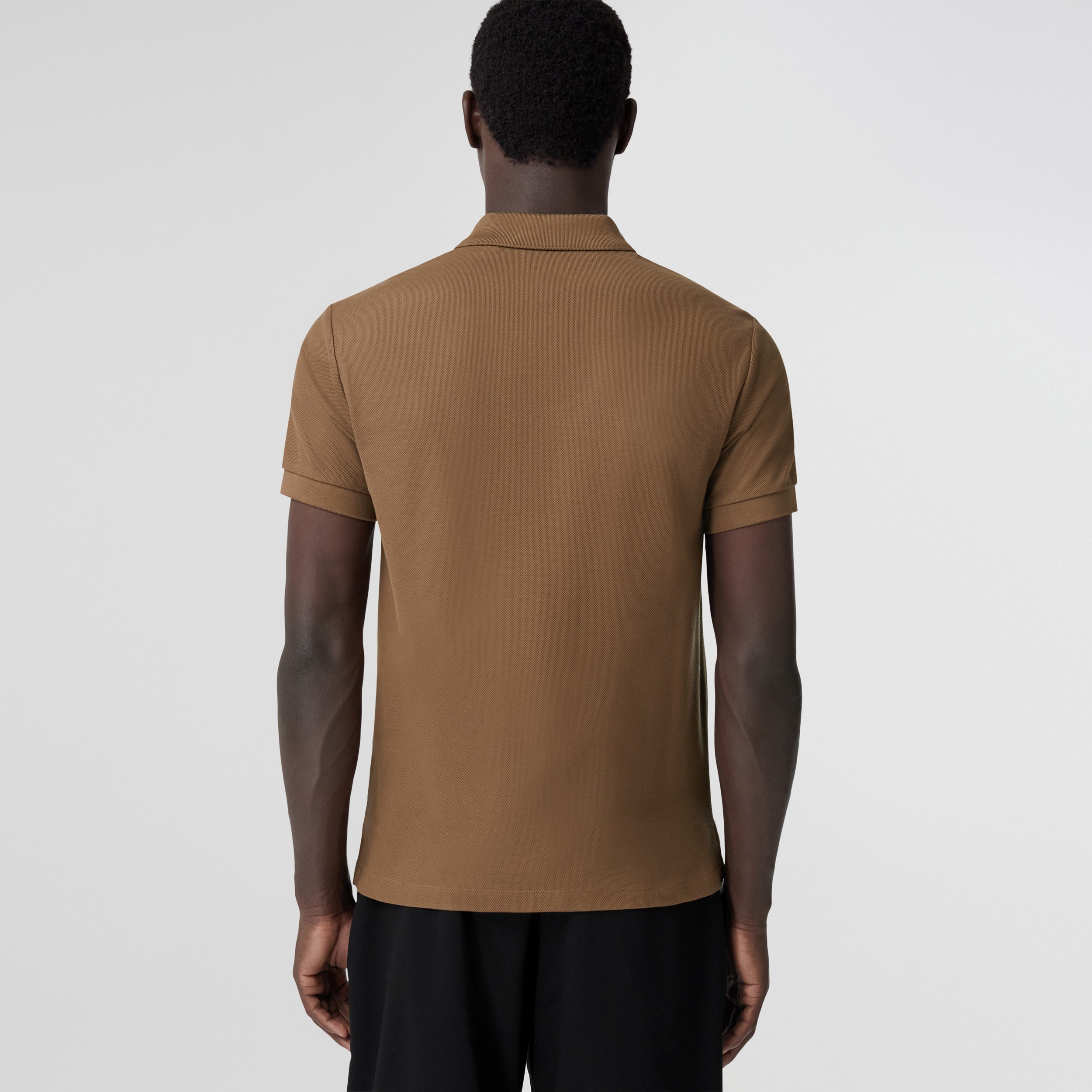 Monogram Motif Cotton Piqué Polo Shirt in Warm Brown - Men | Burberry® Official - 3