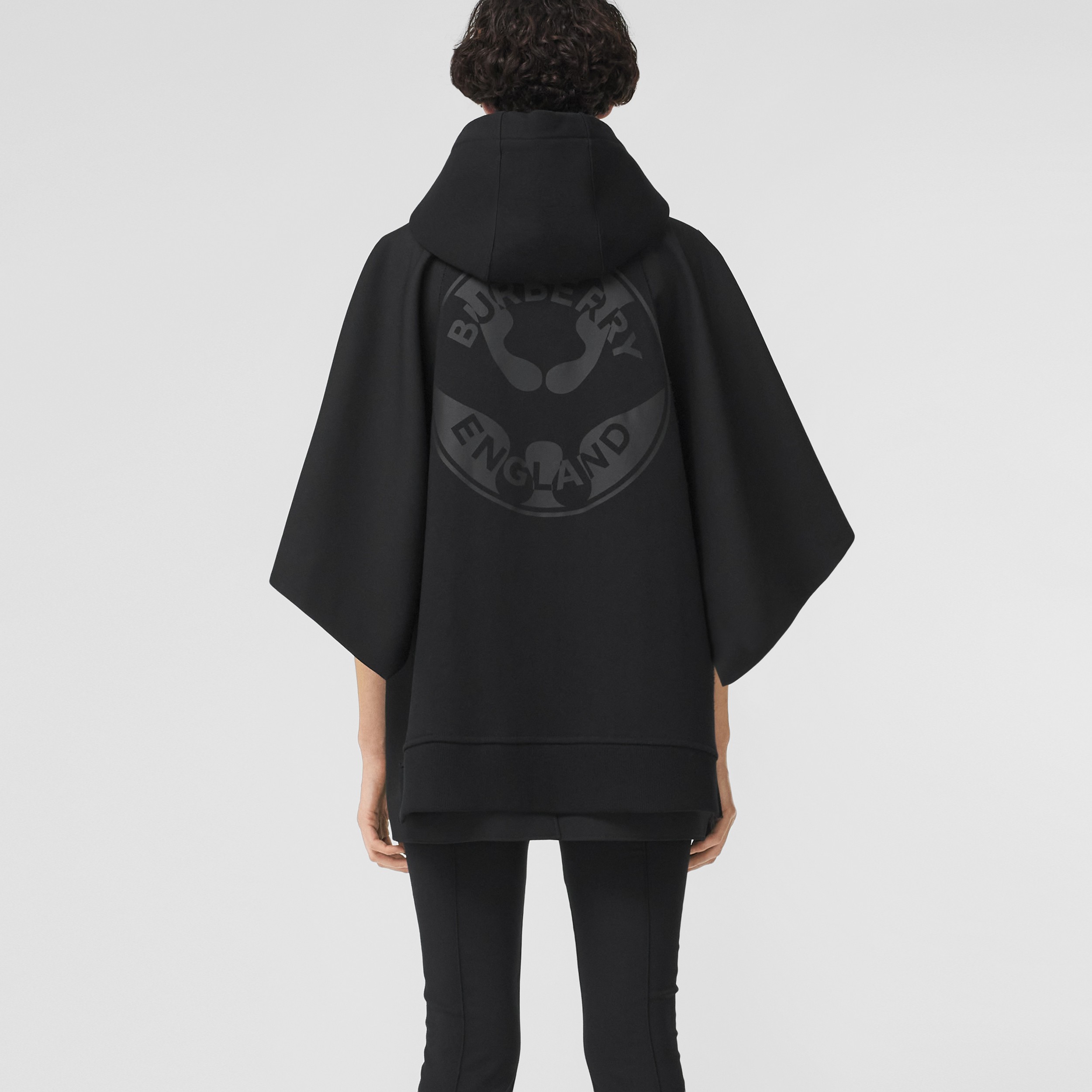 Sleeveless Logo Graphic Cotton Hoodie in Black - Women | Burberry® Official - 3