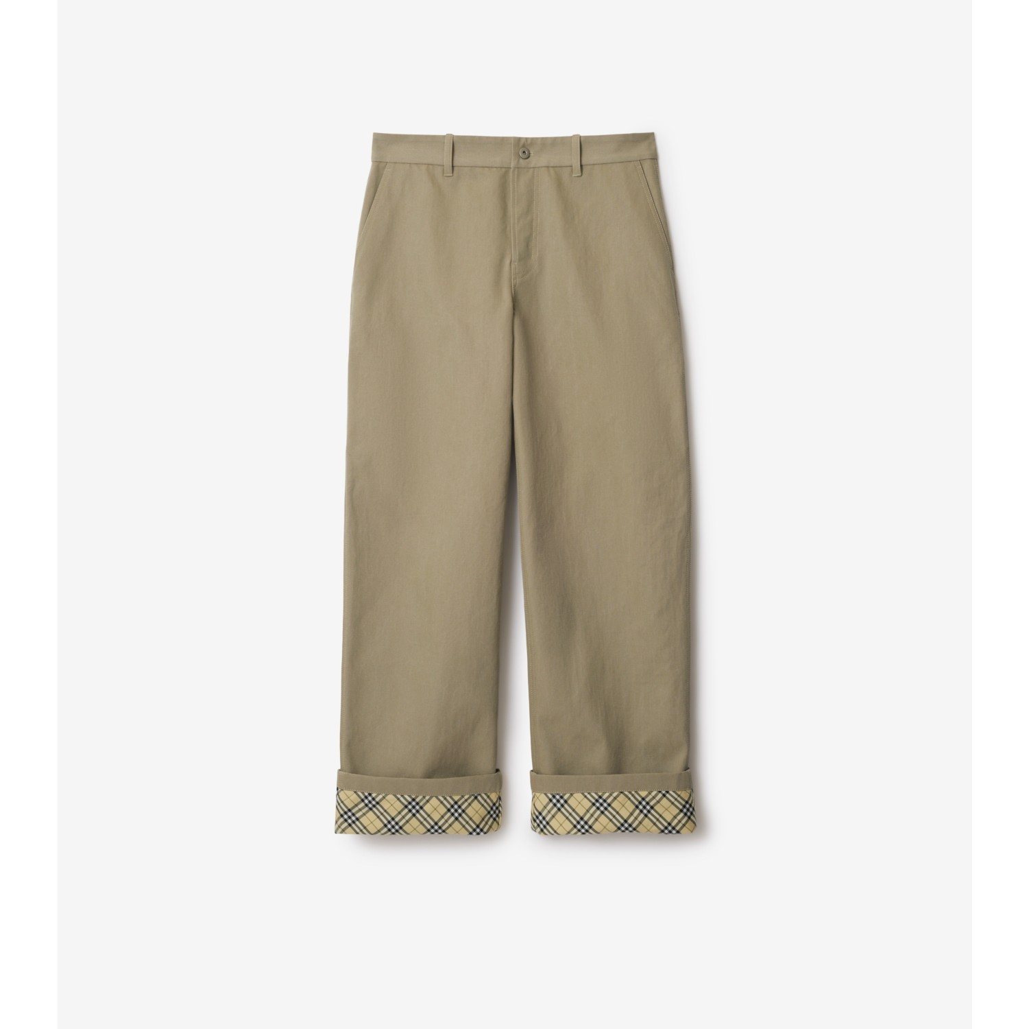 Cotton Carpenter Trousers in Oyster Men Burberry Official