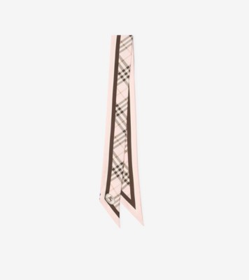 スキニー チェック シルクスカーフ (ボウピンク) | Burberry®公式サイト