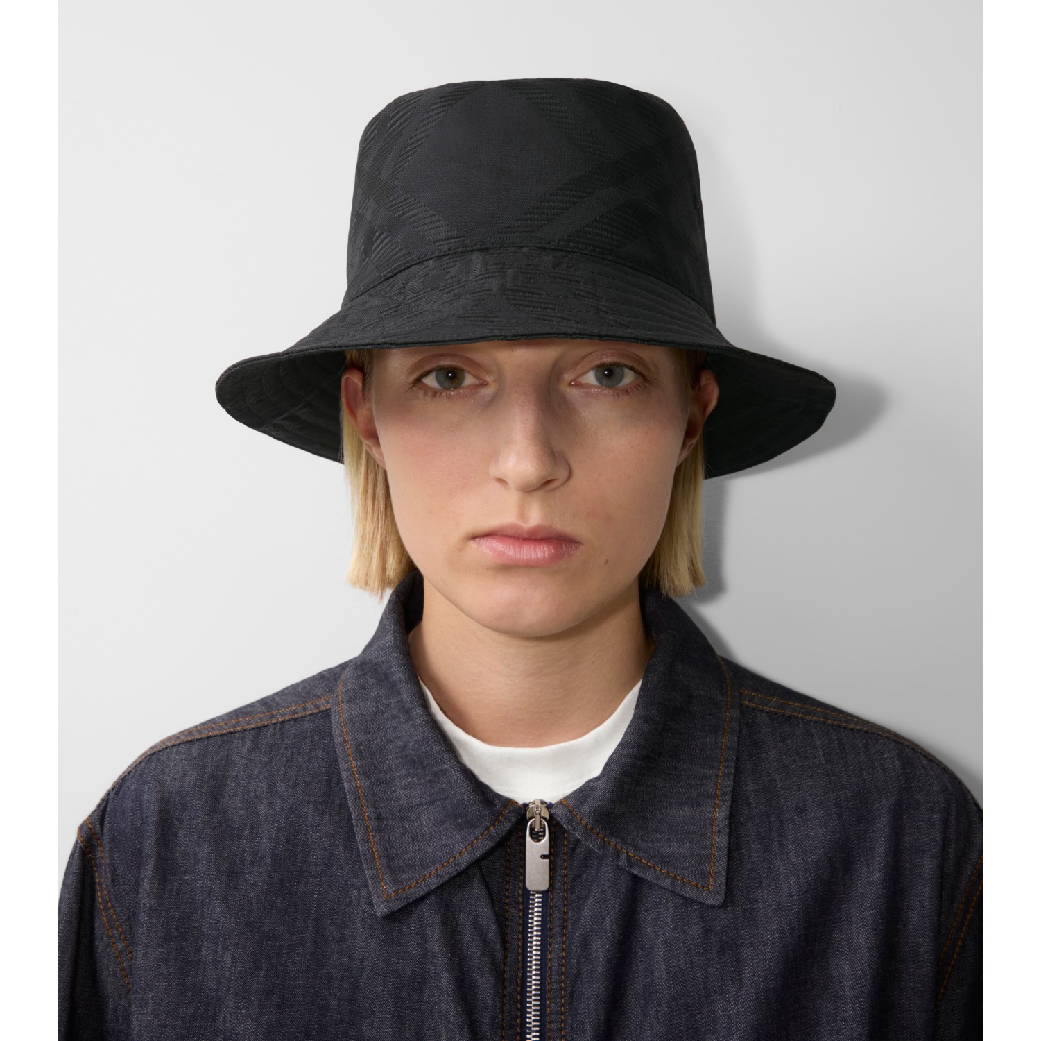 Check Nylon Blend Bucket Hat