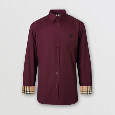 burgundy burberry shirt