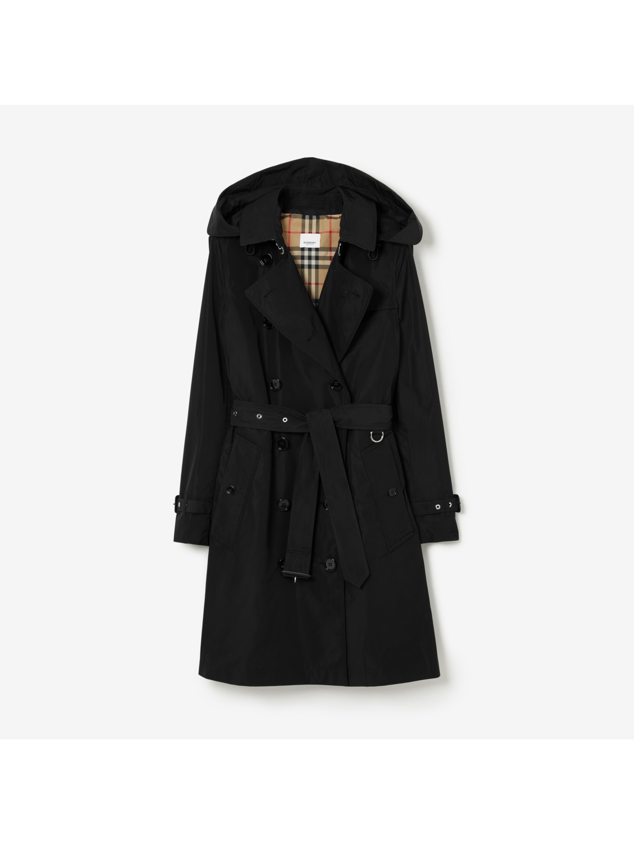 Detachable Hood Taffeta Kensington Trench Coat in Black - Women | Burberry®  Official