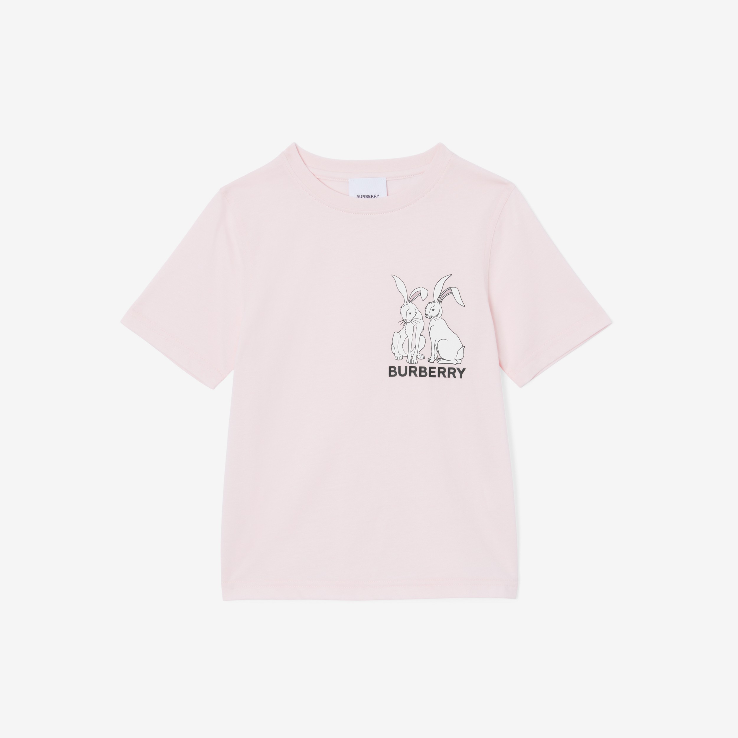 Camiseta de algodão com estampa de coelho (Rosa Glacial) | Burberry® oficial - 1