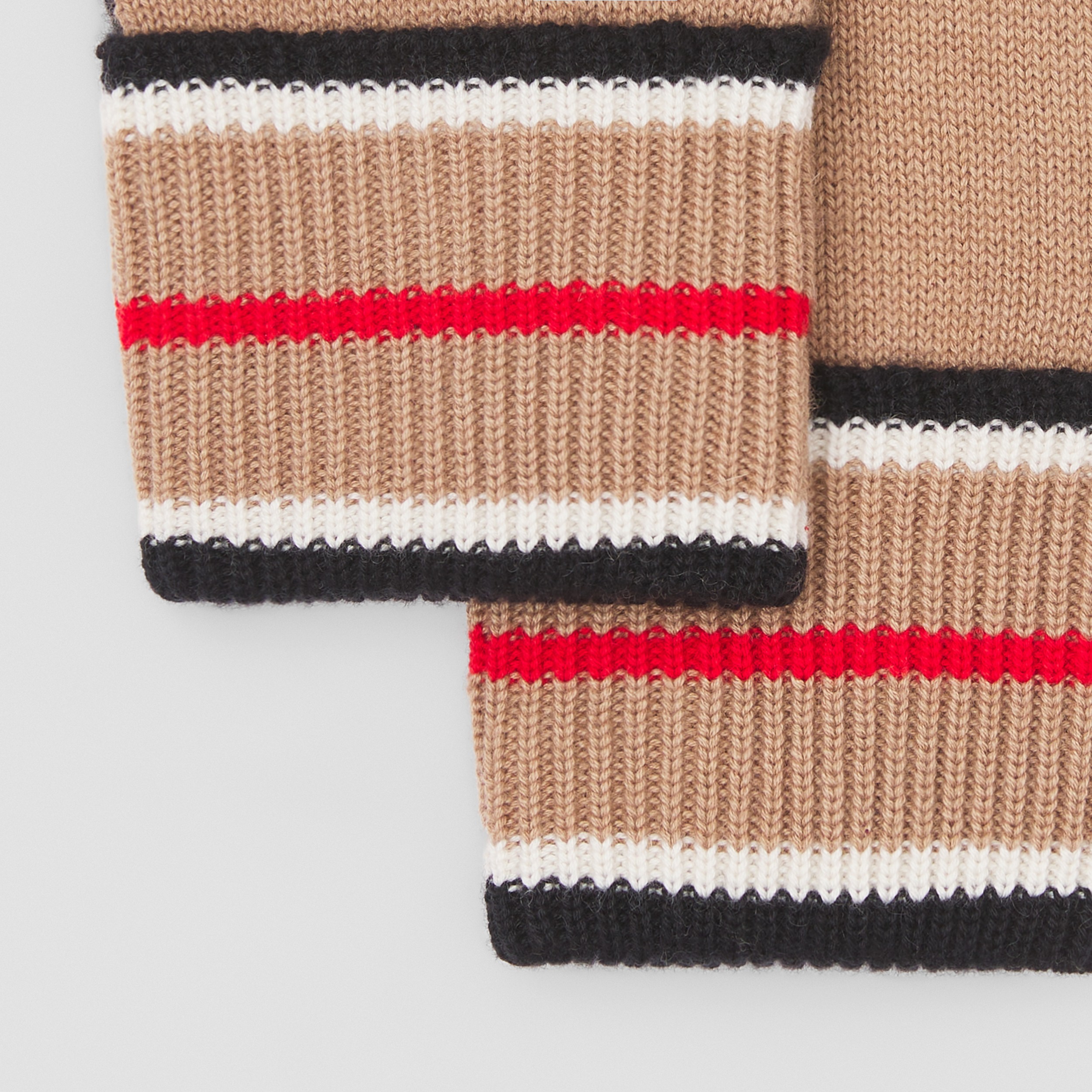 Luvas de algodão e cashmere com listras nos punhos (Preto/camel) | Burberry® oficial - 2