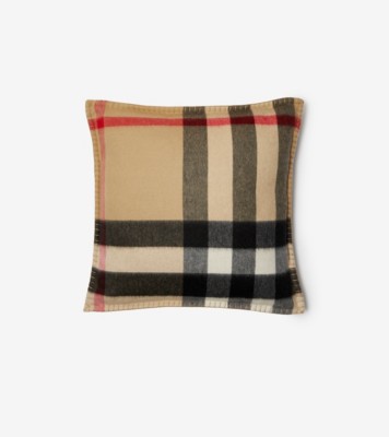 Check Cashmere Cushion in Archive beige Burberry Official
