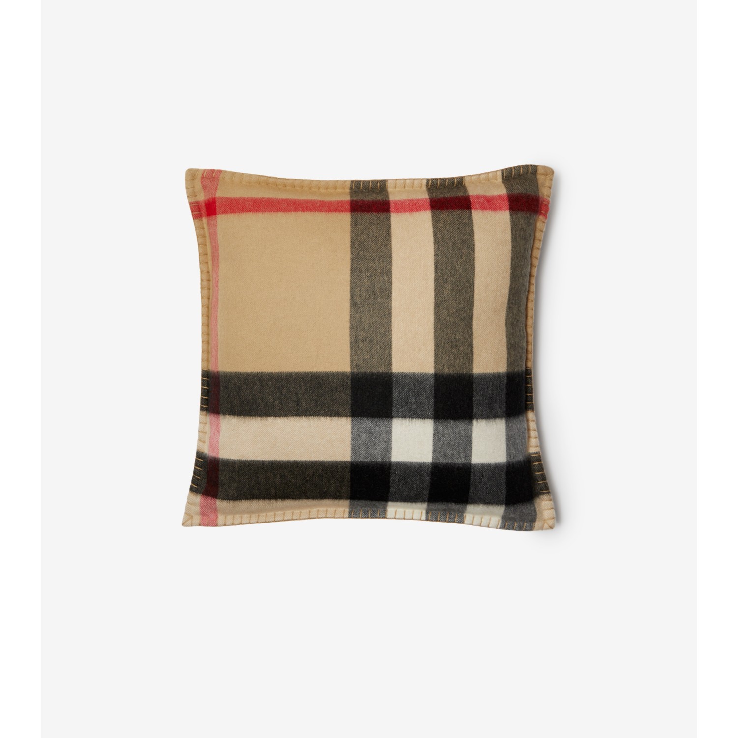 Check Cashmere Cushion in Archive beige Burberry Official