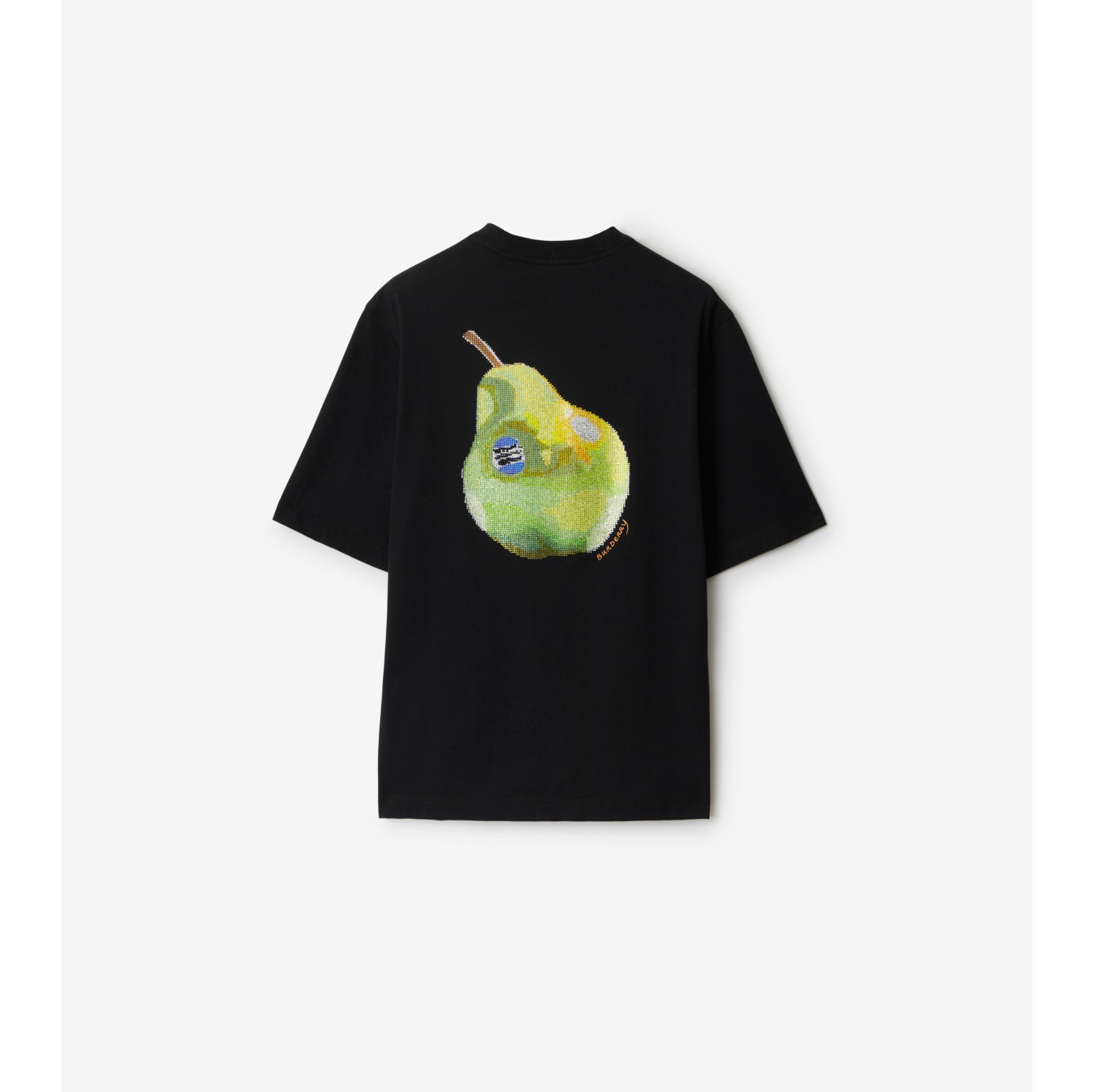 Baumwoll-T-Shirt mit Birnenmotiv und Kristallen