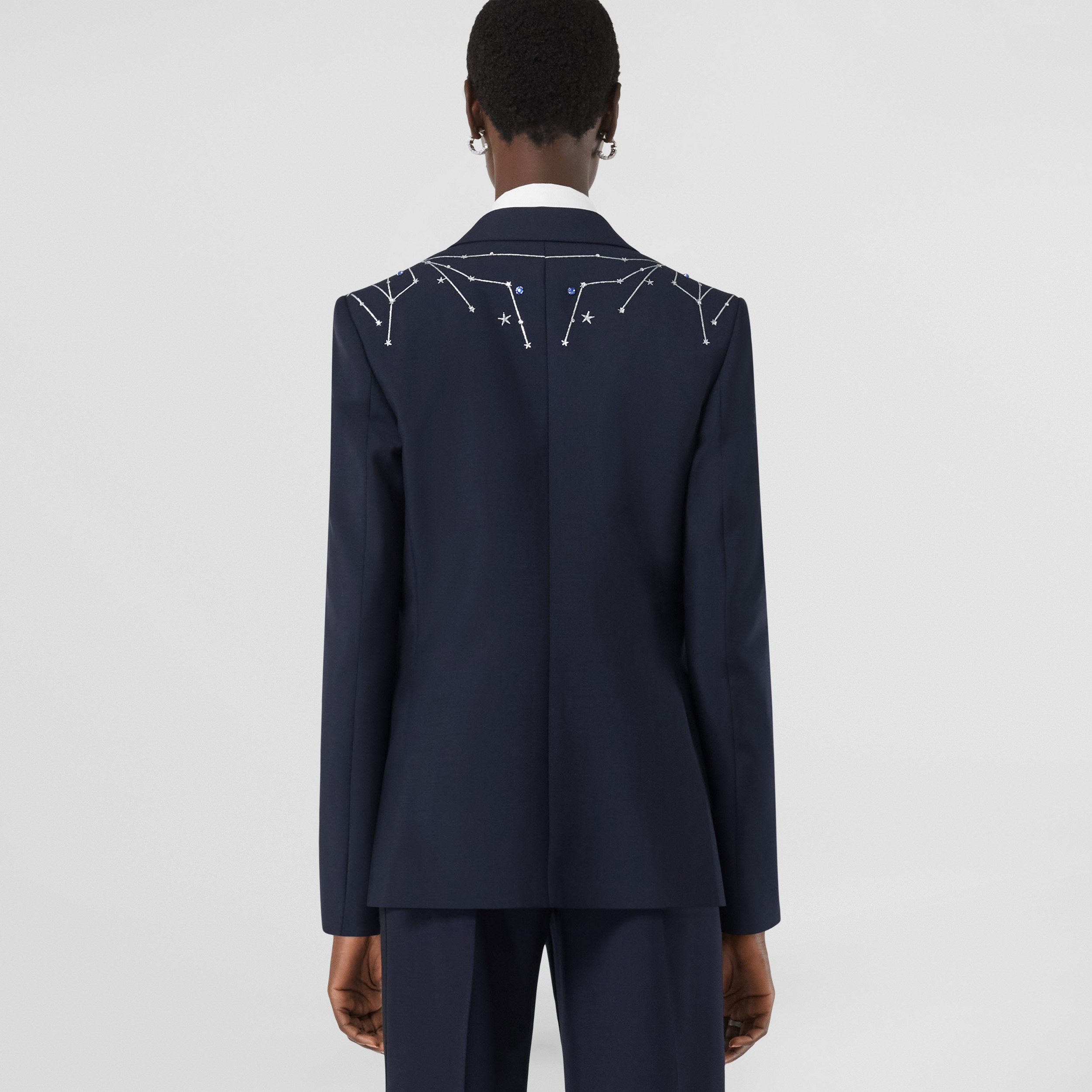Constellation Detail Mohair Wool Tailored Jacket – Exclusive Capsule Collection in Dark Charcoal Blue - Women | Burberry® Official - 3