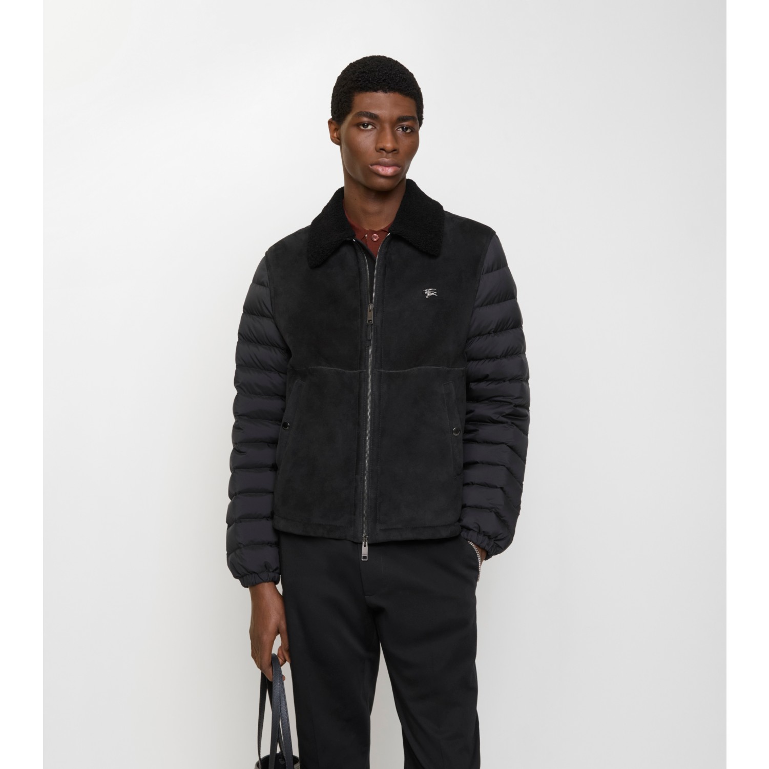 Shearling Nylon Puffer Jacket in Black - Men | Burberry® Official