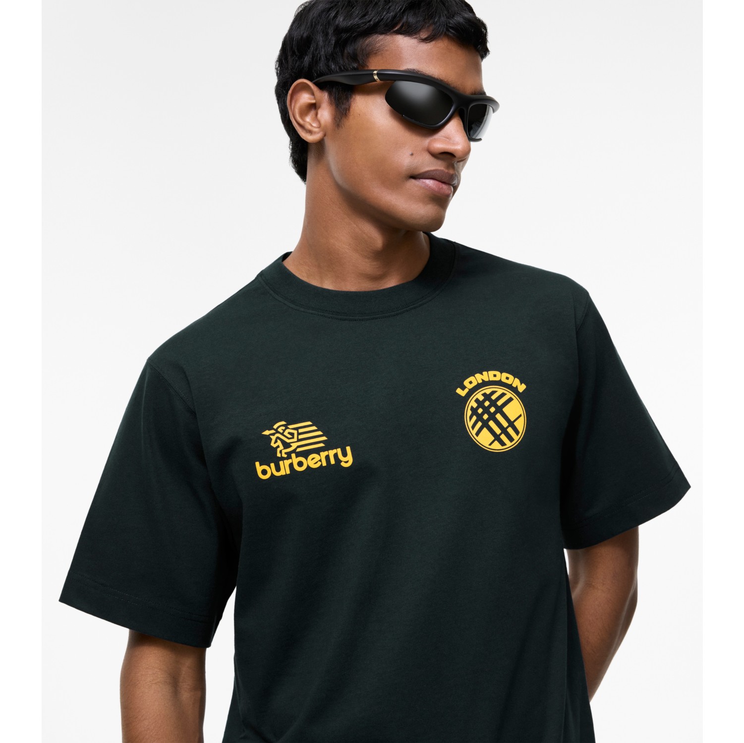 Logo Badge Cotton T-shirt in Teal blue - Men | Burberry® Official
