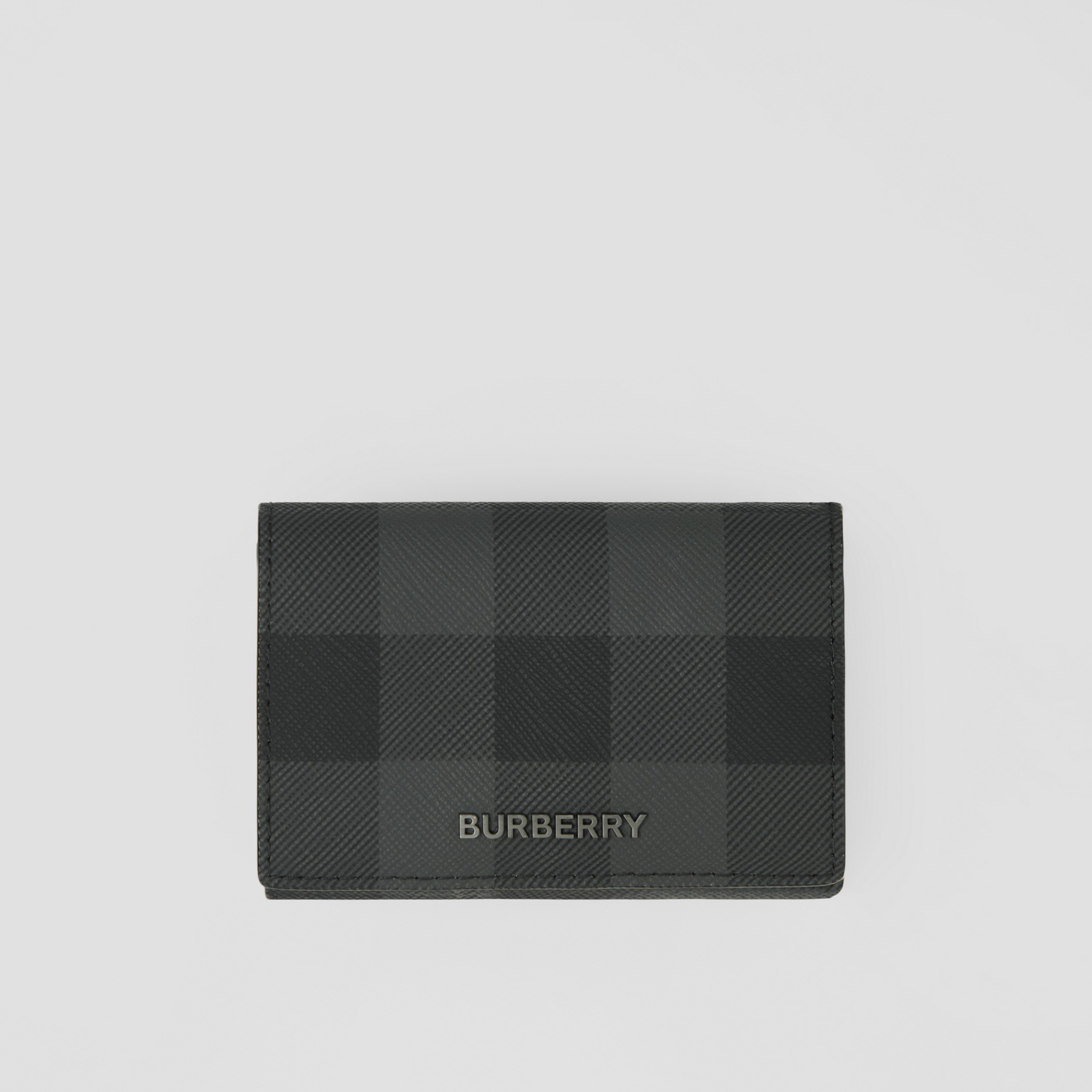 Charcoal Check and Leather Trifold Wallet - Men | Burberry® Official - 1