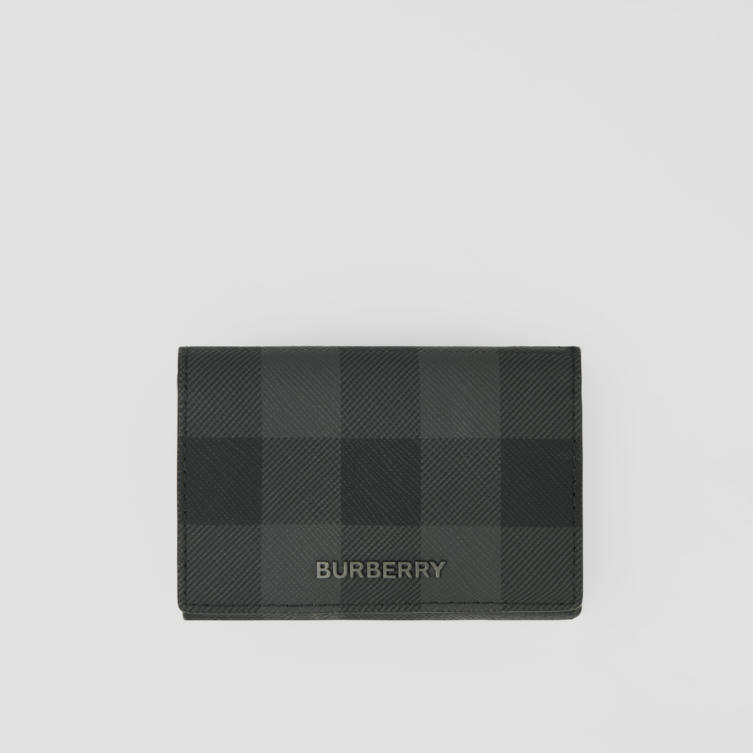 Charcoal Check and Leather Trifold Wallet Men Burberry® Official