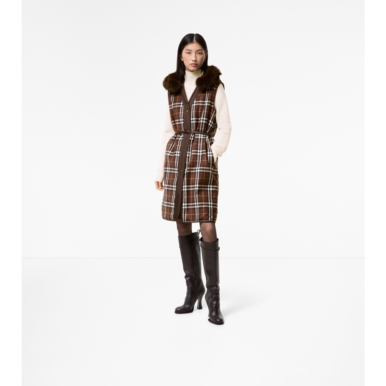 Reversible Check Ashfields Hooded Gilet