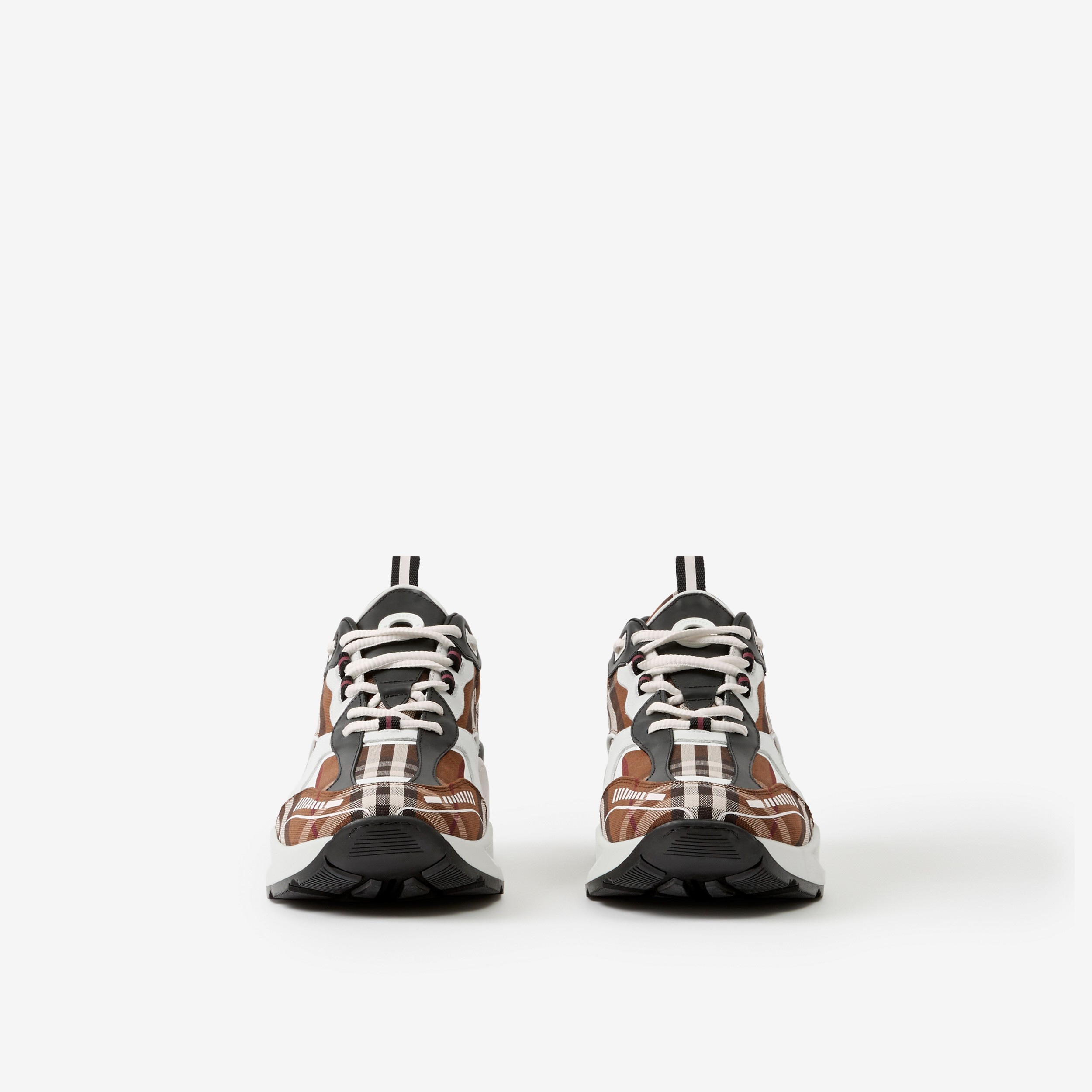 Vintage Check Cotton and Leather Sneakers in Dark Birch Brown - Men | Burberry® Official - 2