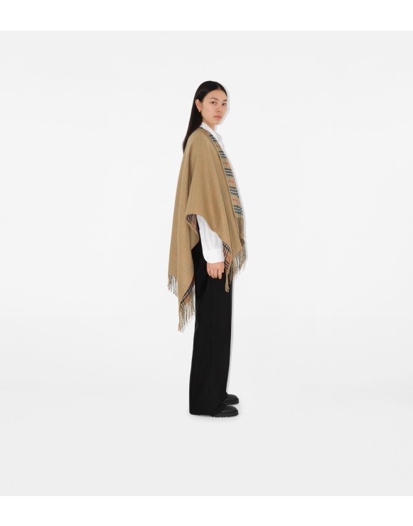 Cape réversible en laine Check