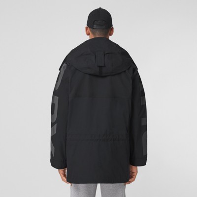 ロゴプリント ナイロン フーデッドジャケット (ブラック) - メンズ | Burberry®公式サイト