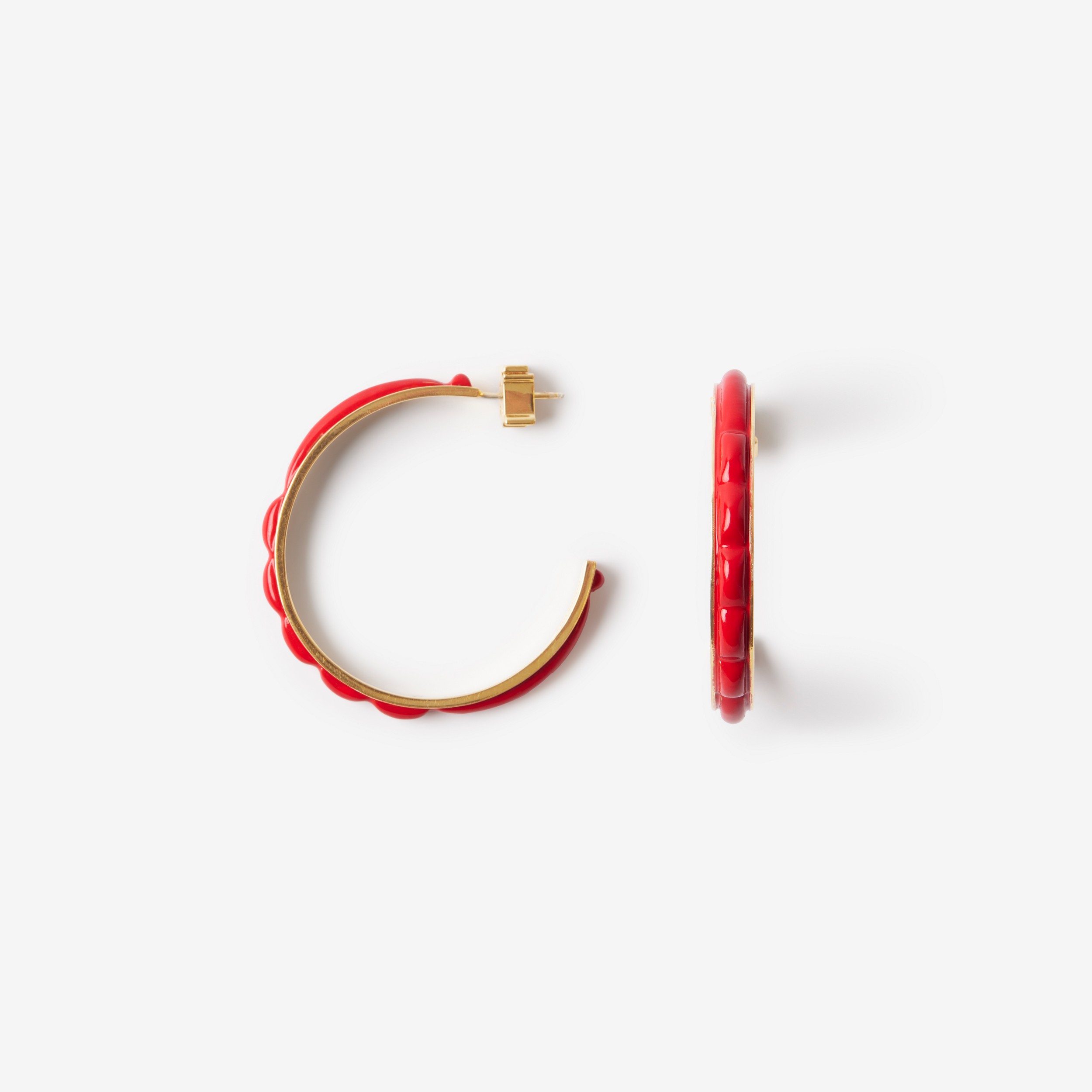 Vergoldete Creolen-Ohrringe „Lola“ mit Emaille-Beschichtung (Helles Goldfarben/leuchtendes Rot) - Damen | Burberry® - 1
