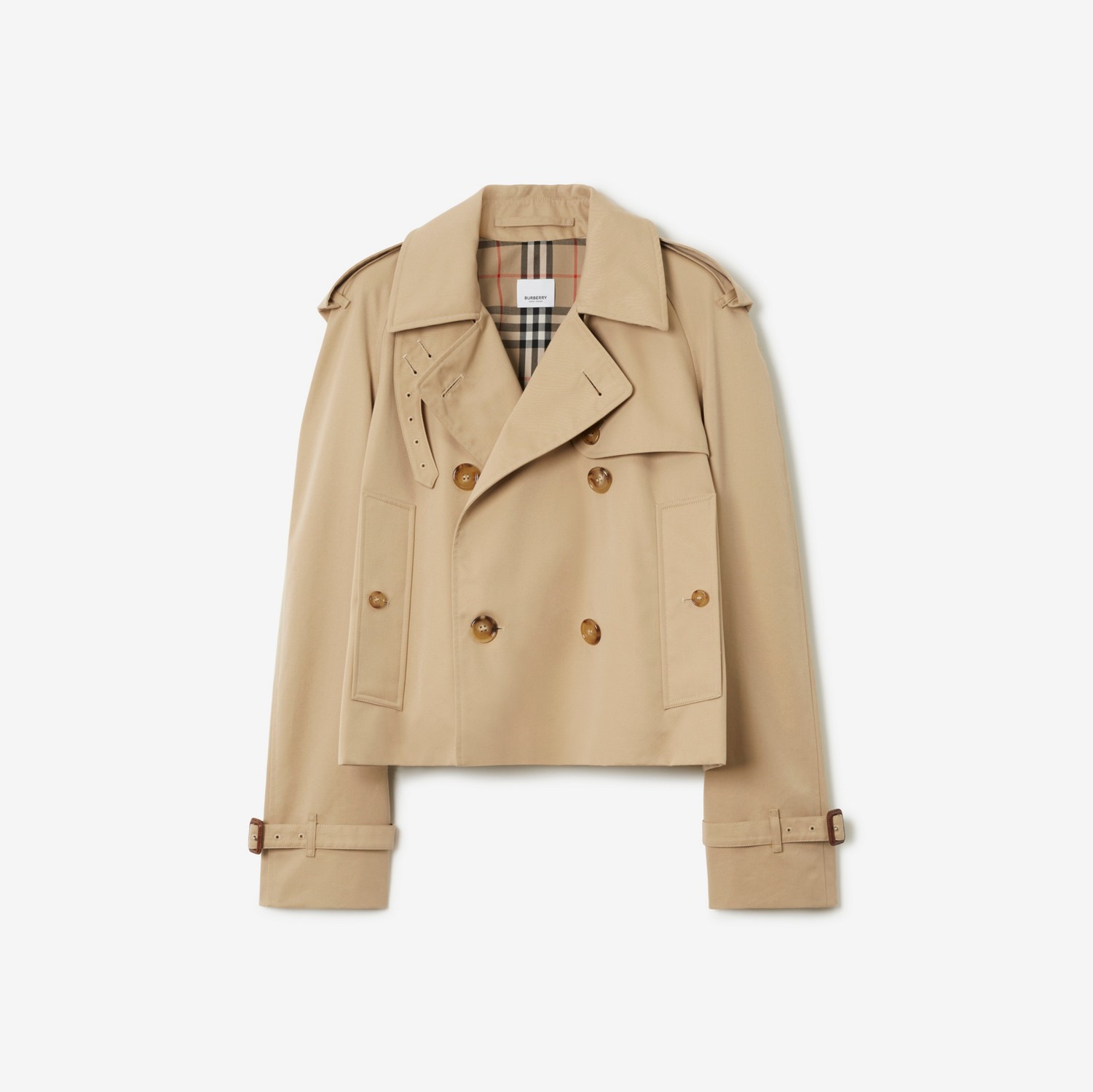 Cotton Gabardine Cropped Trench Coat in Honey - Women | Burberry® Official