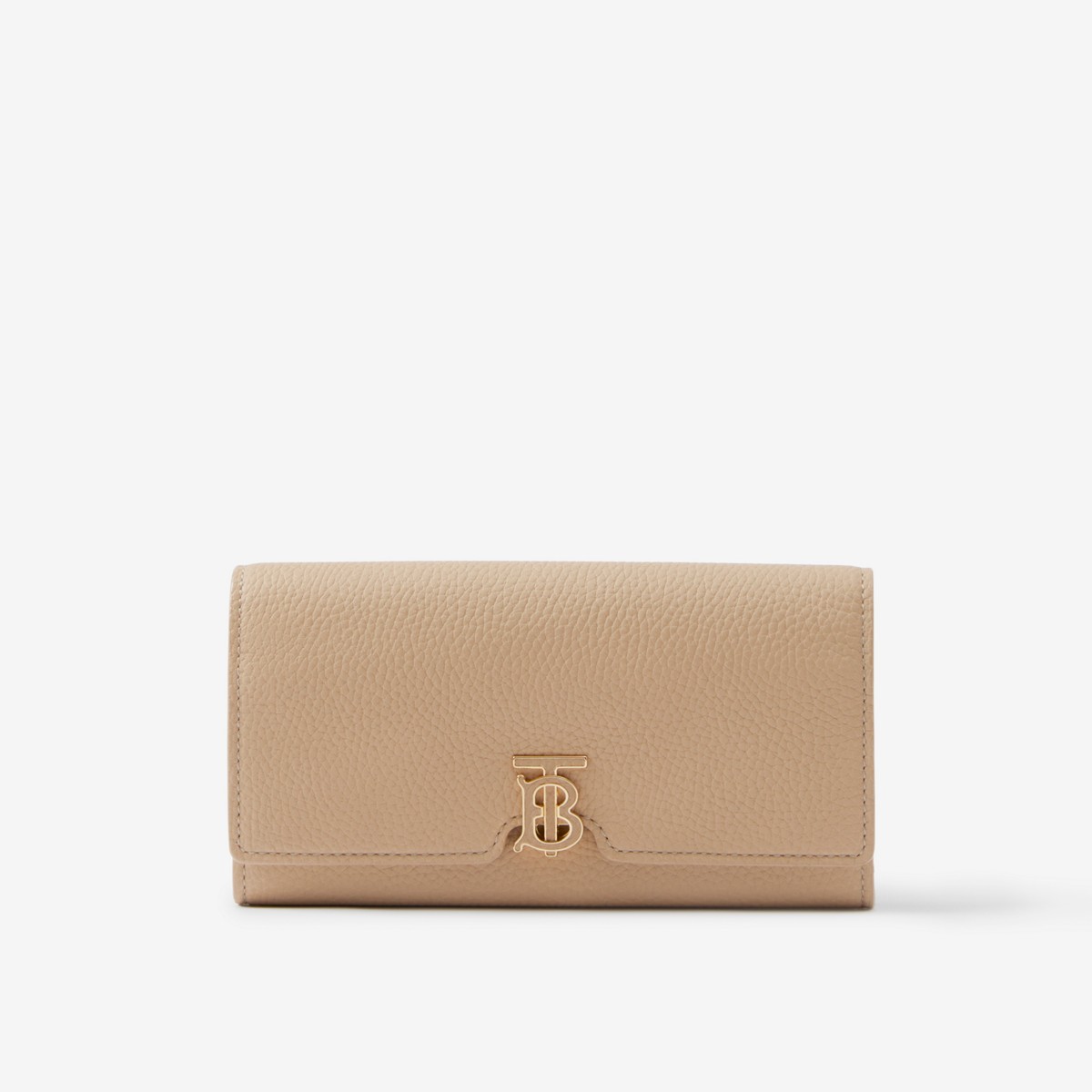 Burberry Grainy Leather Tb Continental Wallet In Oat Beige