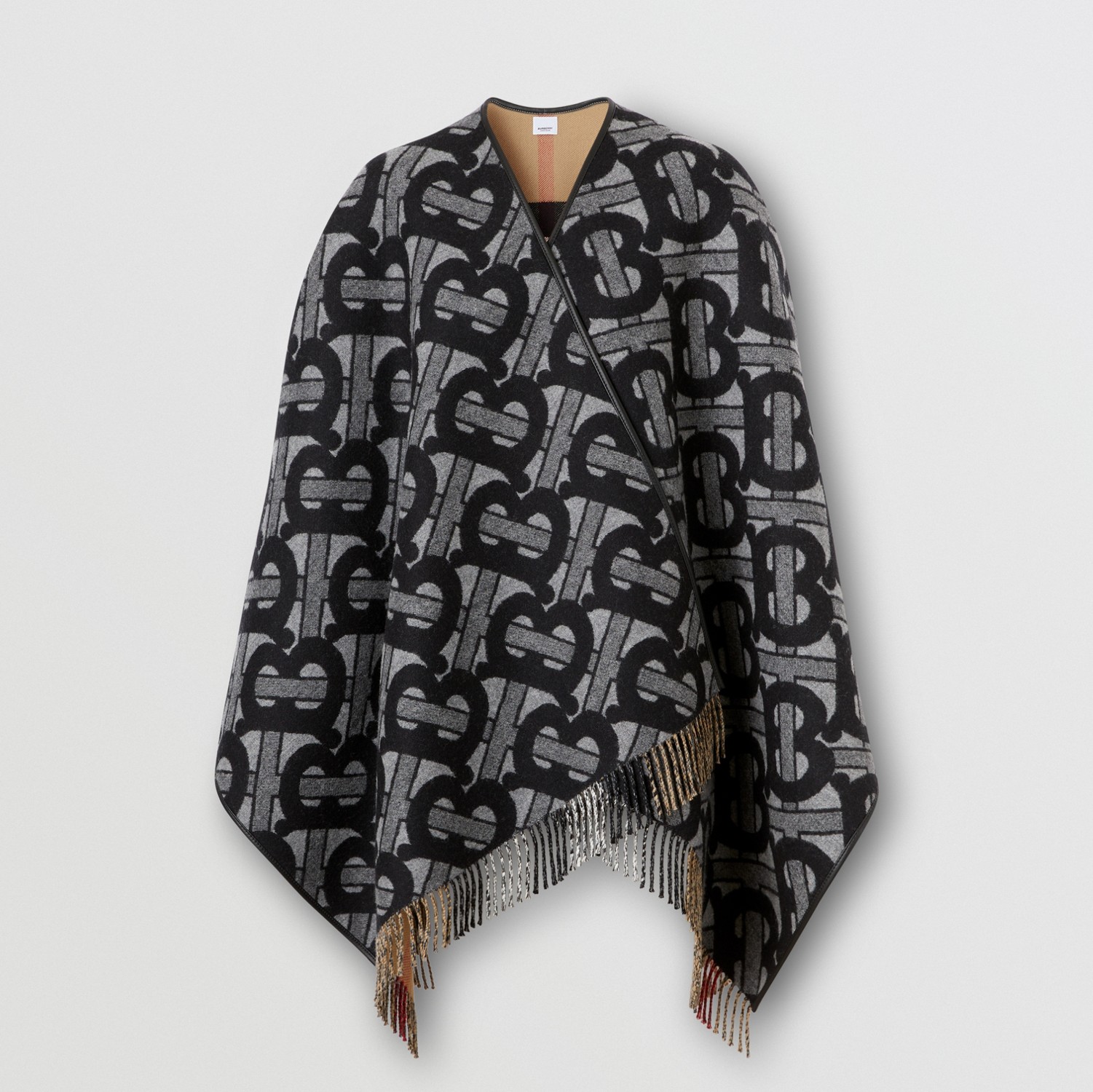 Capa de lã e cashmere com monograma em jacquard (Grafite) | Burberry® oficial