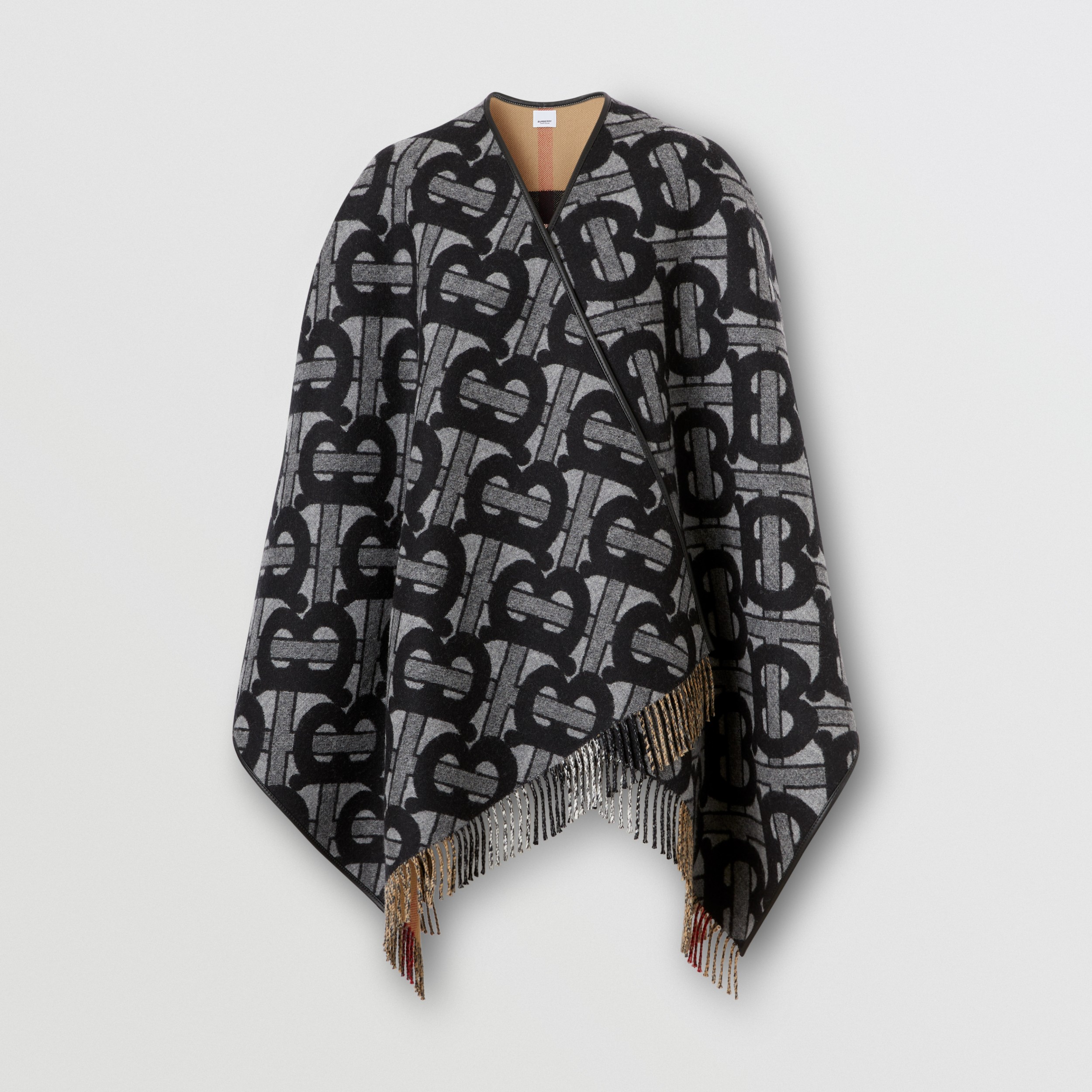 BURBERRY】ジャカードモノグラムのウールとカシミアのケープ