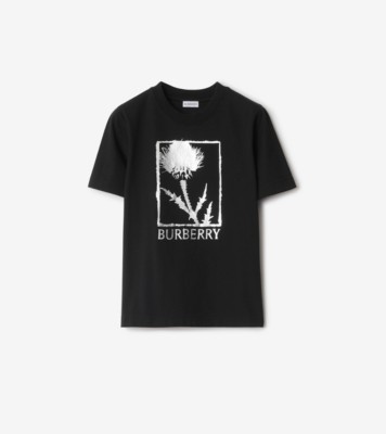 Thistle Cotton T-shirt in Black - Women | Burberry® Official