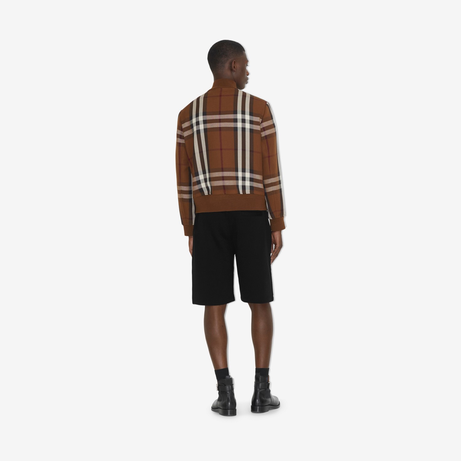 Check Wool Cotton Bomber Jacket in Dark Birch Brown - Men | Burberry® Official