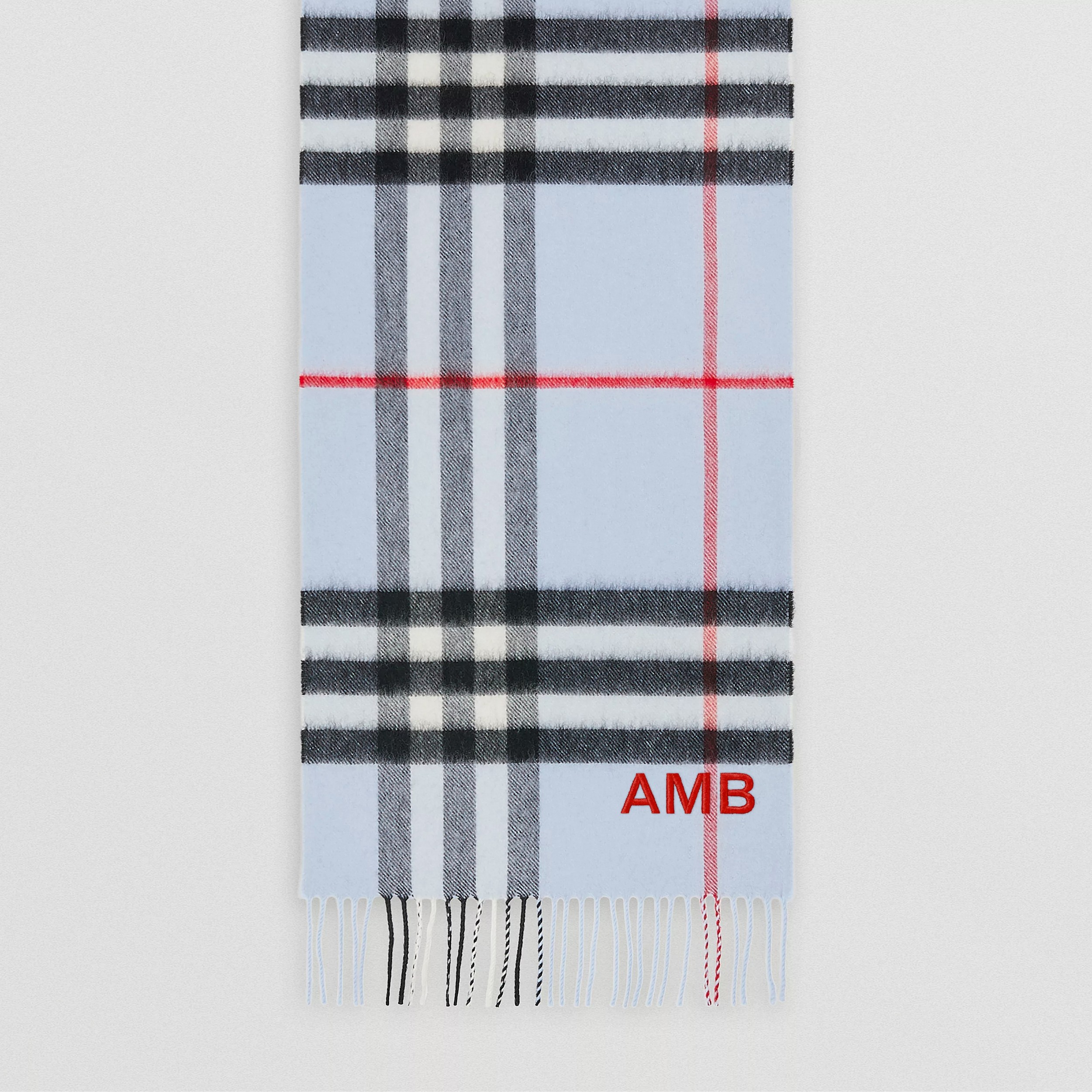 Check Cashmere Scarf in Pale Blue | Burberry® Official - 4
