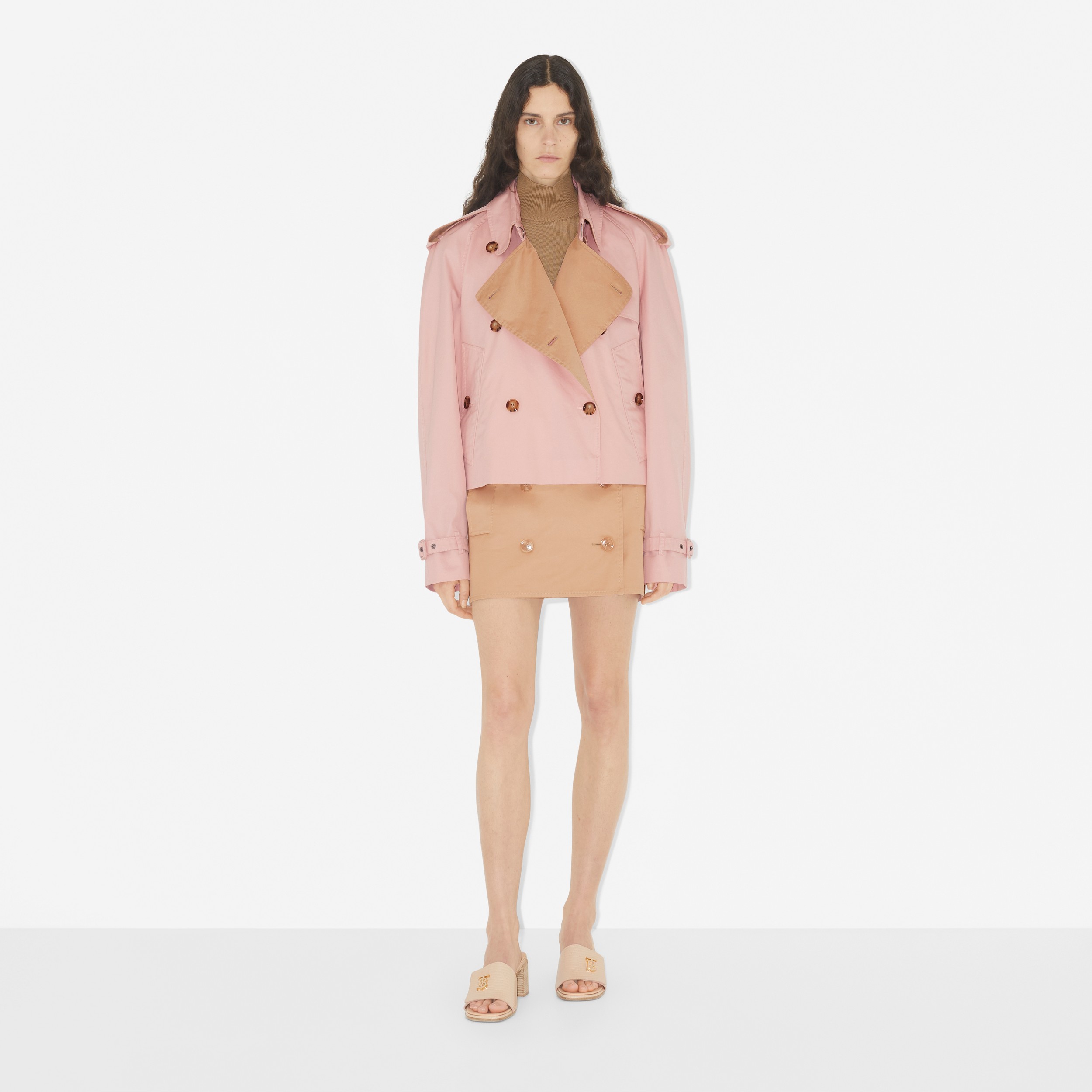 Cotton Gabardine Trench Mini Skirt in Pale Nude - Women | Burberry® Official - 2
