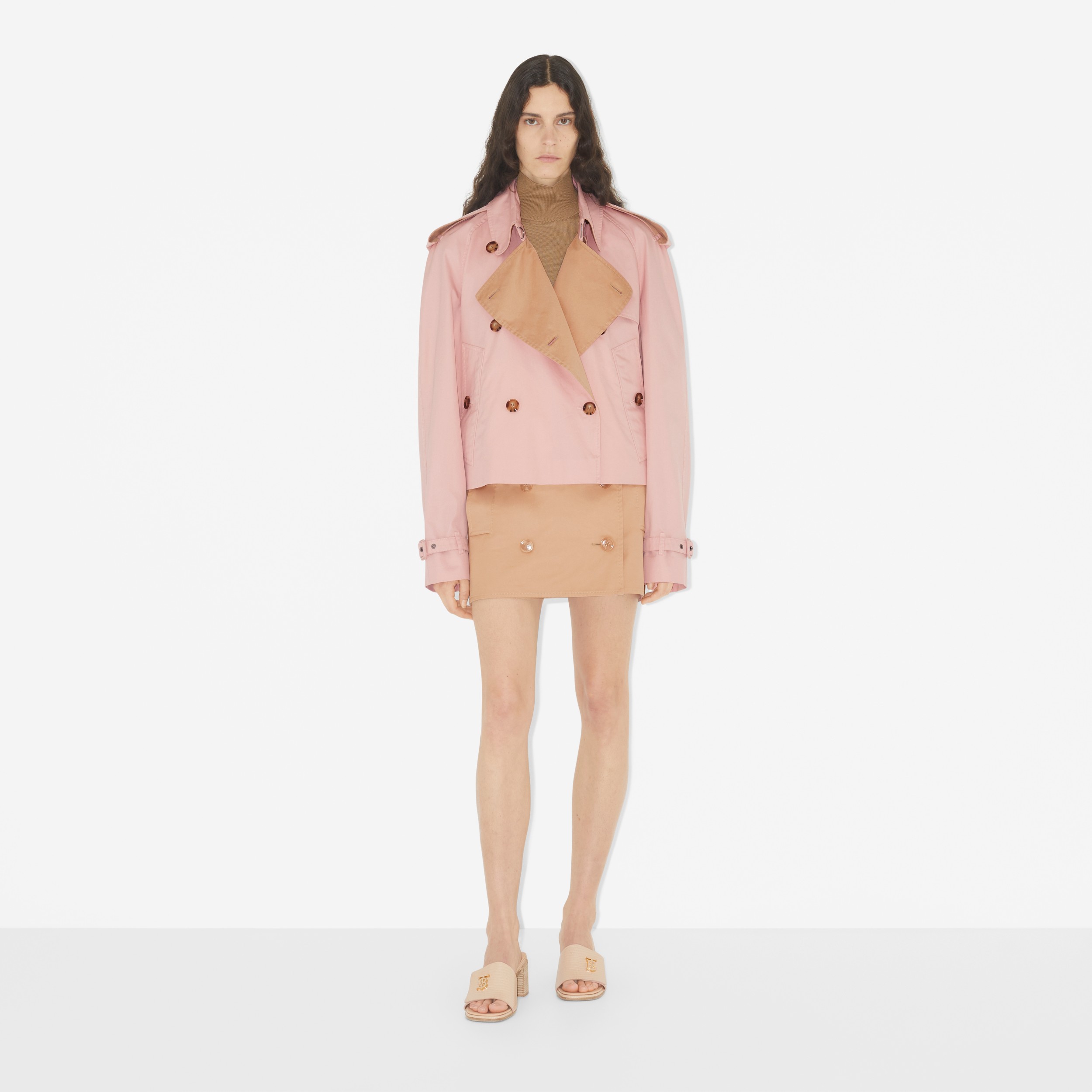 Cotton Gabardine Trench Mini Skirt in Pale Nude - Women | Burberry® Official - 2