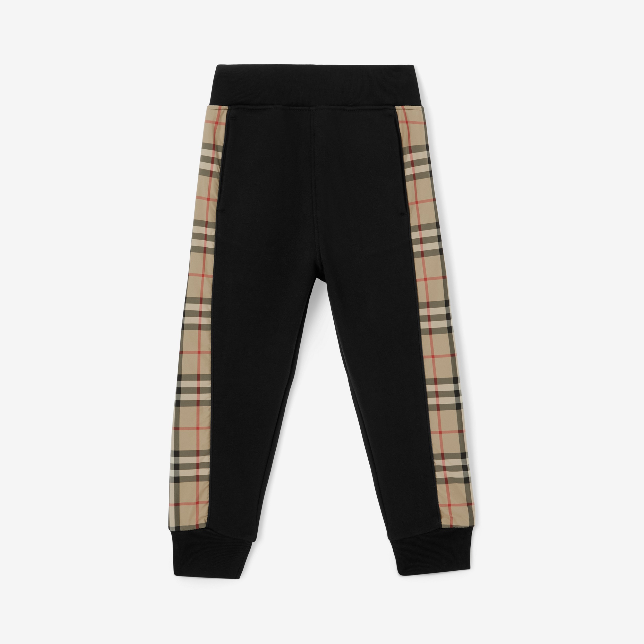 Vintage Check Panel Cotton Jogging Pants in Black | Burberry® Official - 1