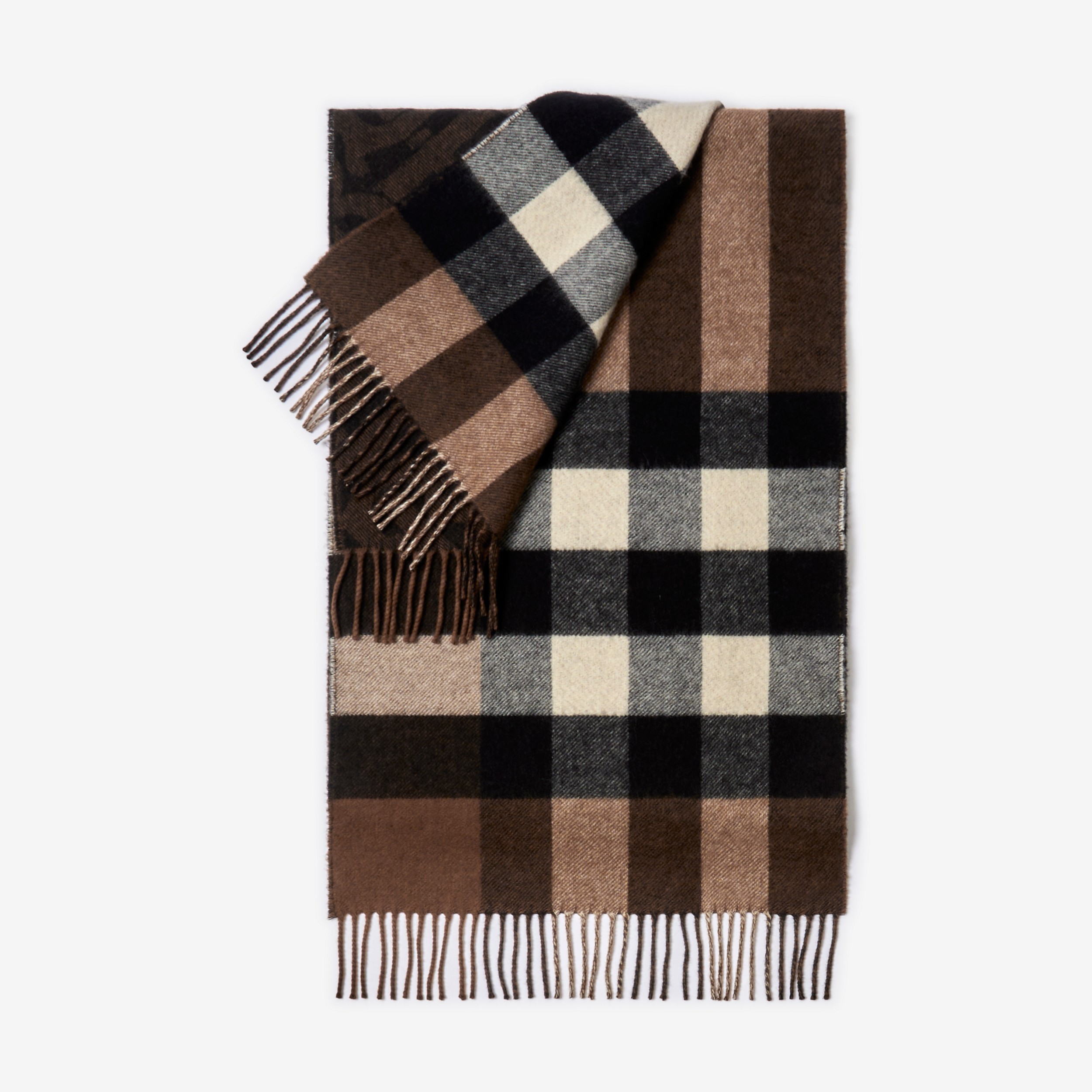 Check Cashmere Reversible Scarf in Birch Brown | Burberry® Official - 3