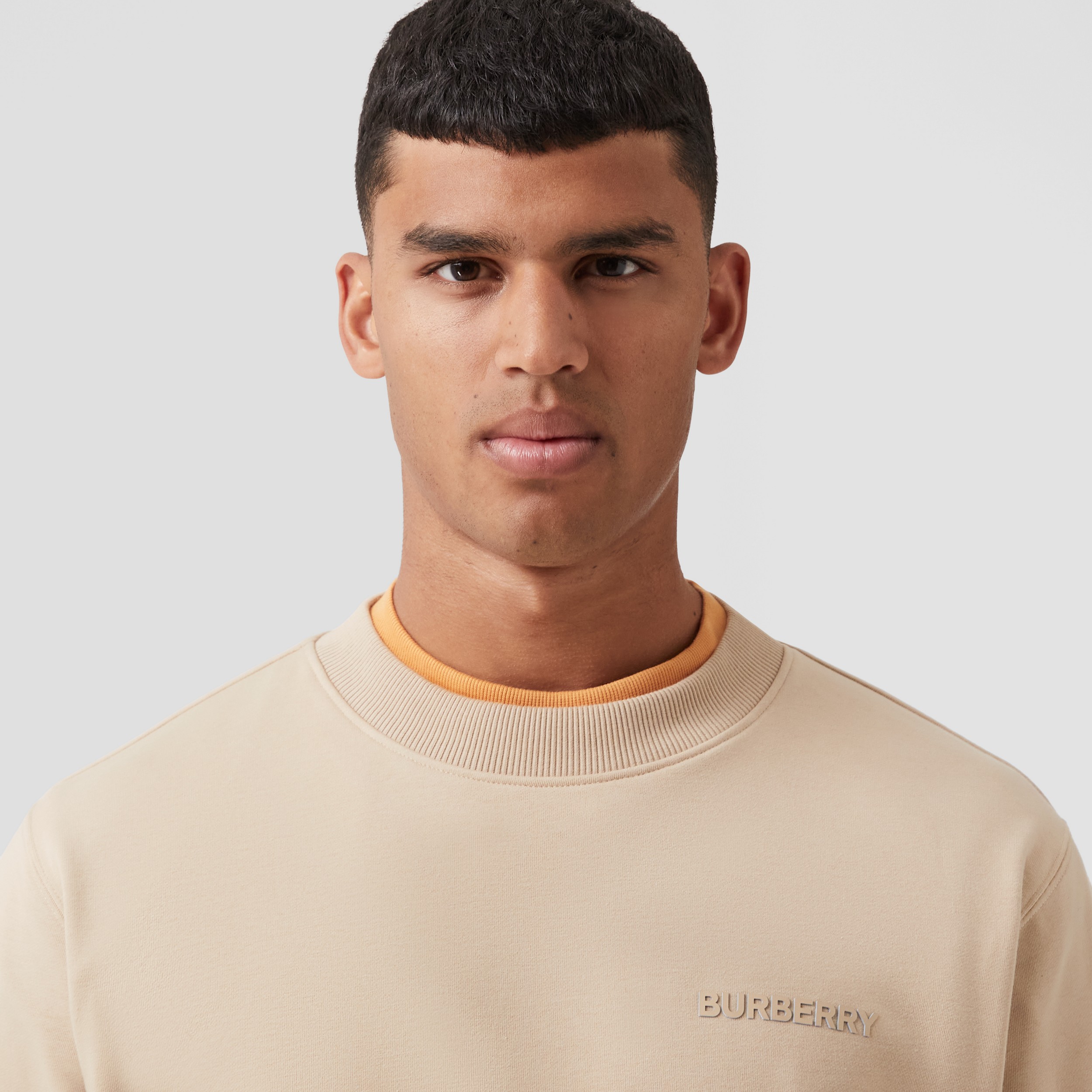 Logo Print Stretch Cotton Sweatshirt in Soft Fawn - Men | Burberry® Official - 2