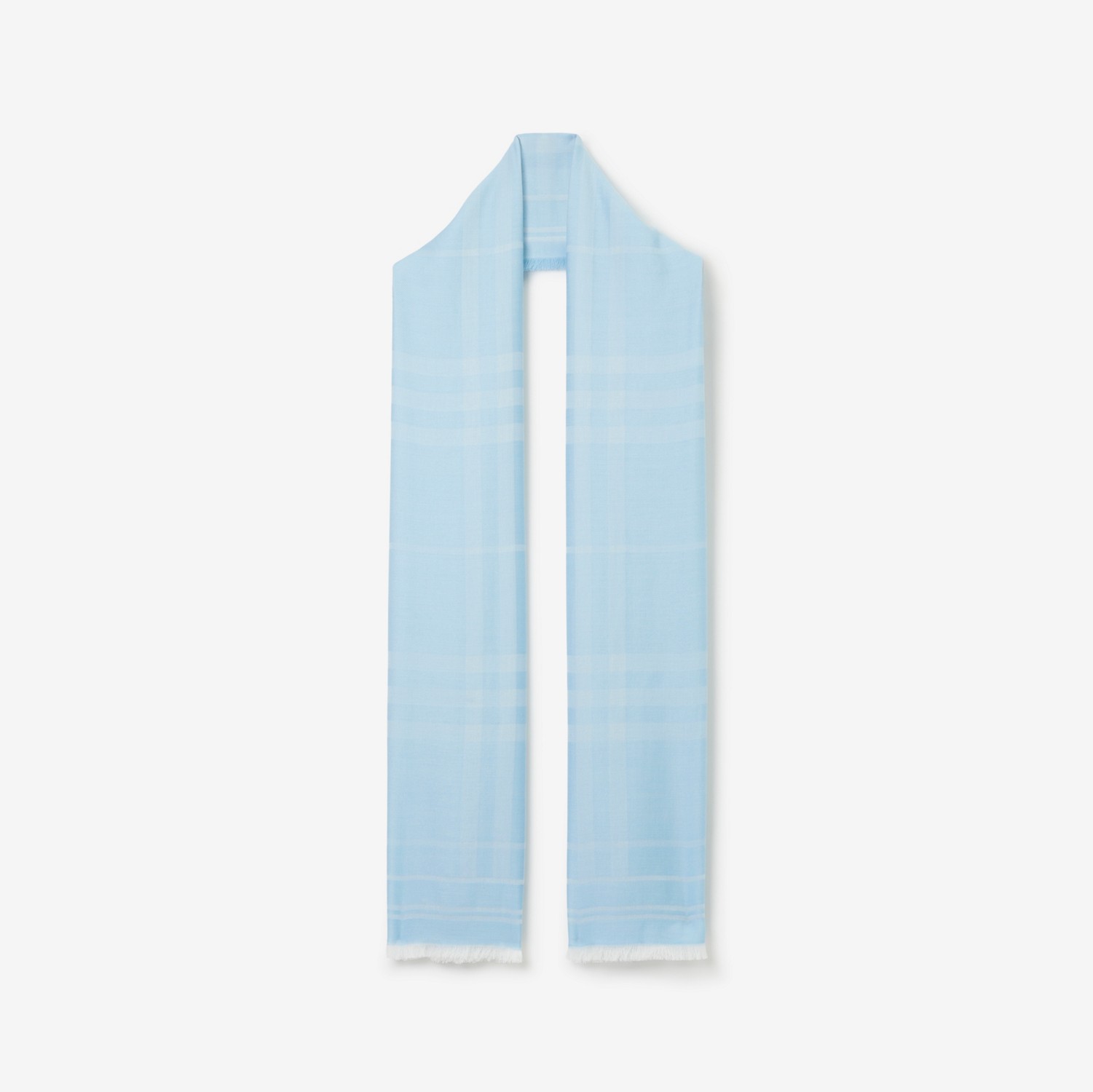 Check Wool Cotton Silk Scarf in Pale Blue | Burberry® Official