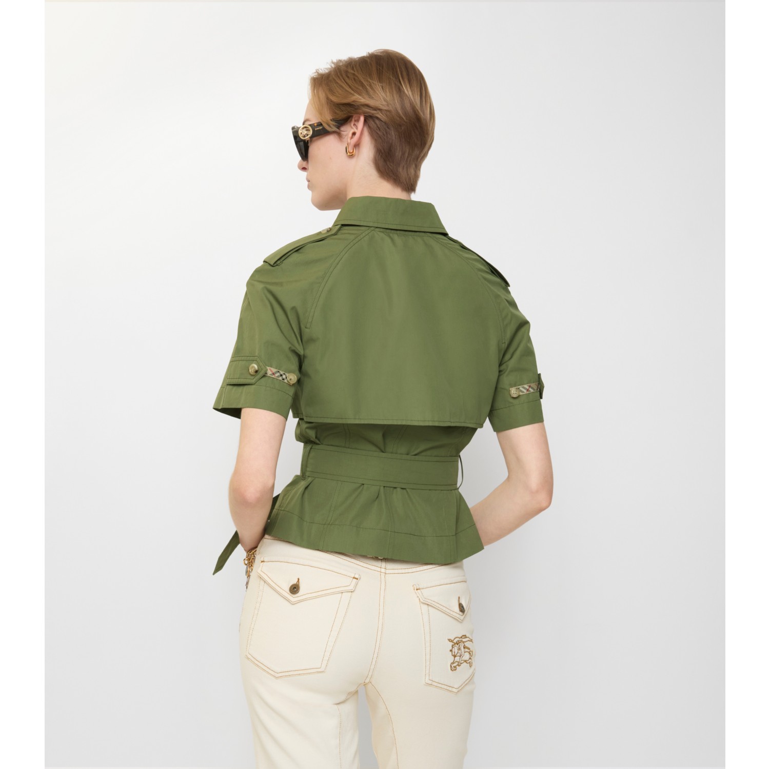 Chemise trench courte en popeline de coton