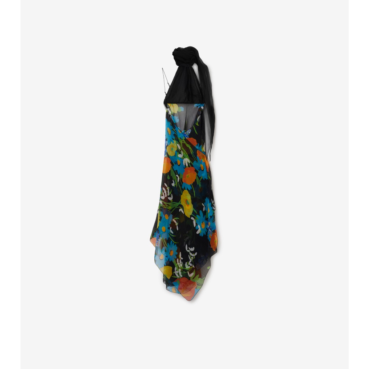 Burberry Poppy Garden Silk Blend Dress In Black