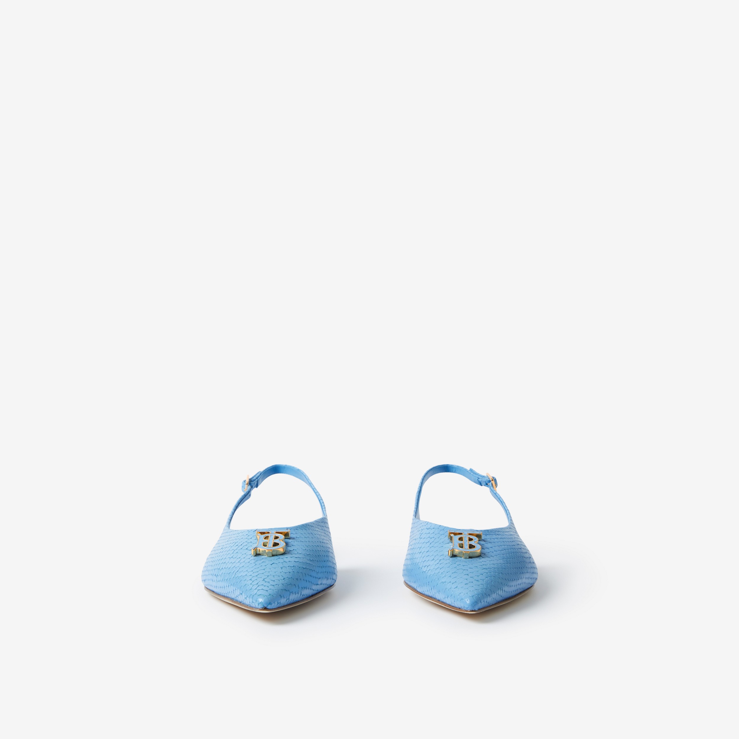 Sapatilhas de bico fino de couro com monograma (Azul Centáurea Discreto) - Mulheres | Burberry® oficial - 2