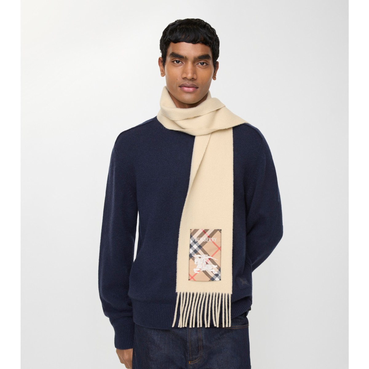  Check Label Cashmere Scarf