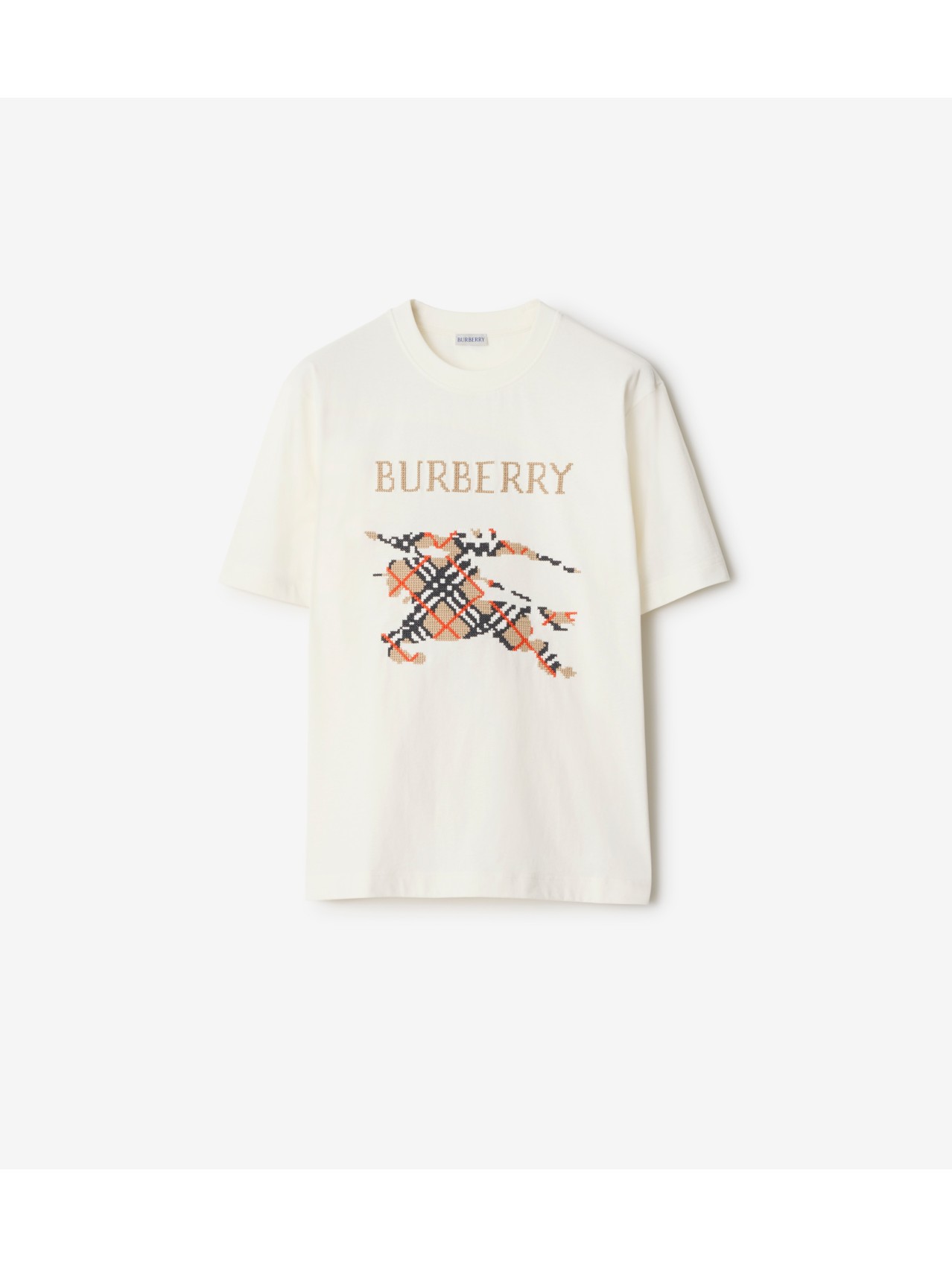 BURBERRY Tシャツ Cross Stitch Knight Cotton T-shirt in Chalk white - Men | Burberry