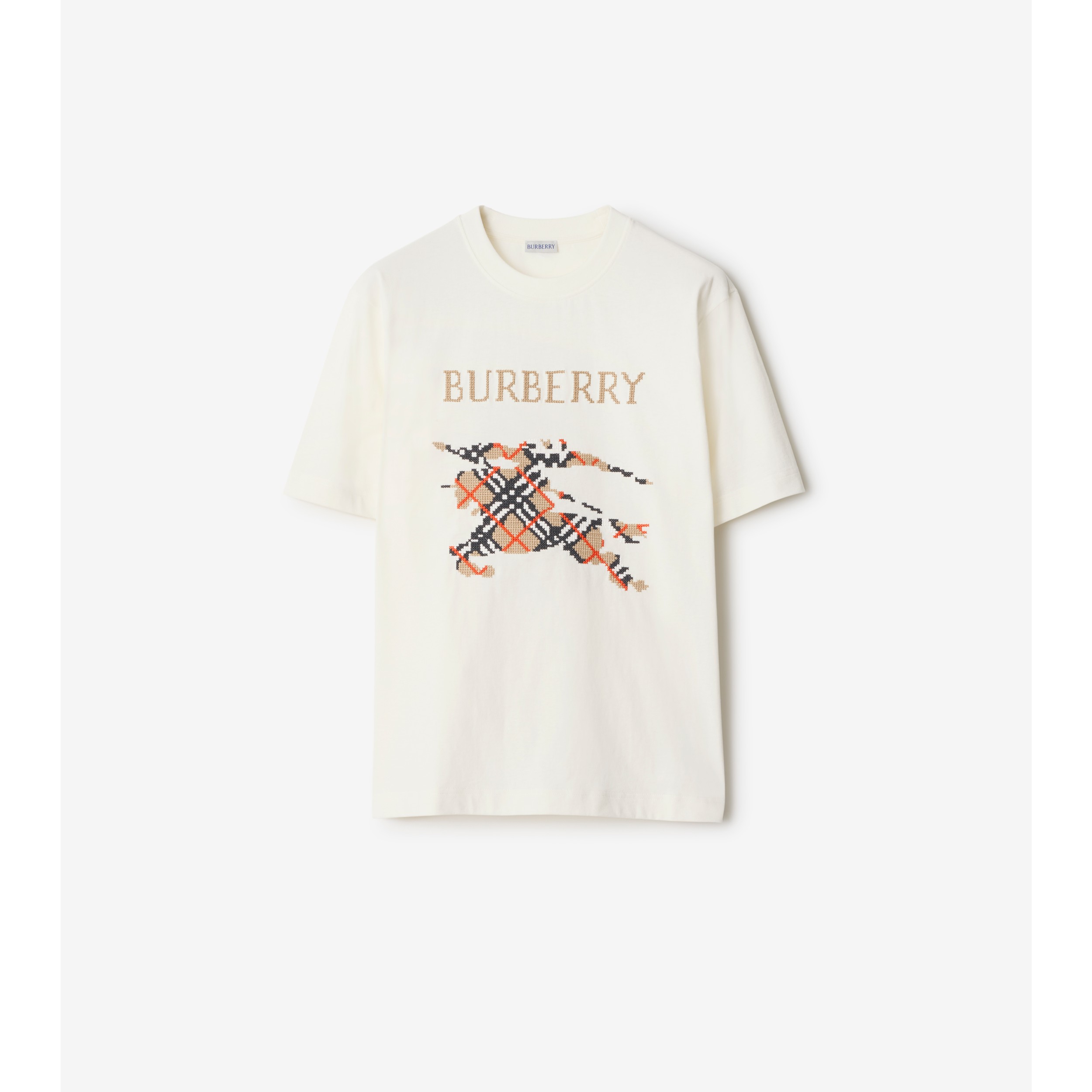 Cross Stitch Knight Cotton T-shirt in Black - Men | Burberry® Official