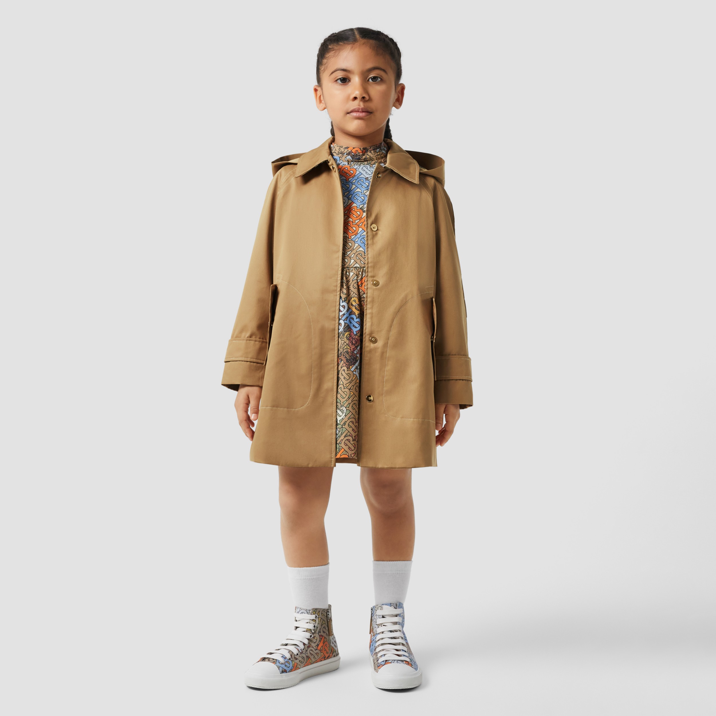 Detachable Hood Cotton Twill Car Coat in Archive Biege | Burberry® Official - 3