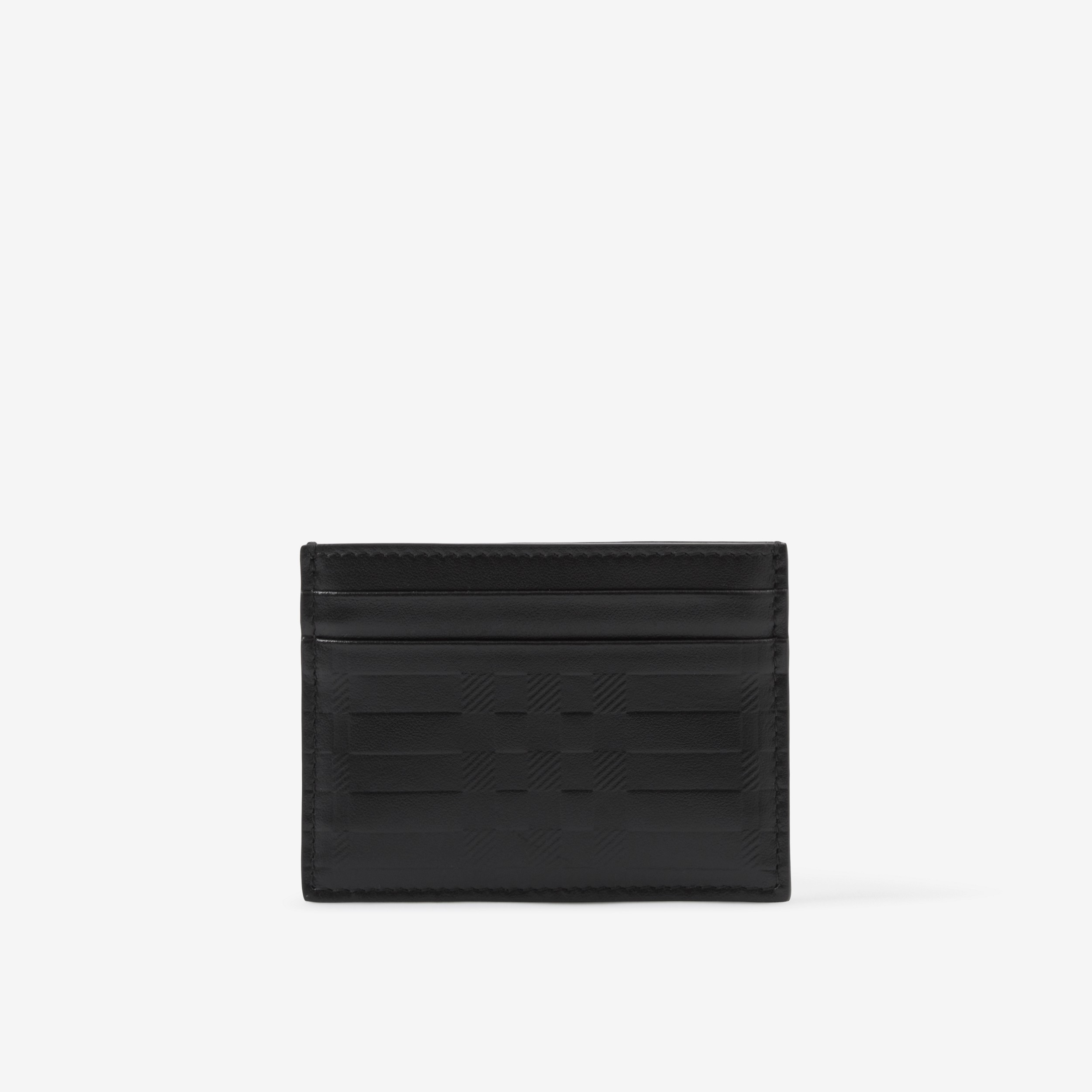 Embossed Check Leather Card Case in Black - Men | Burberry® Official - 1