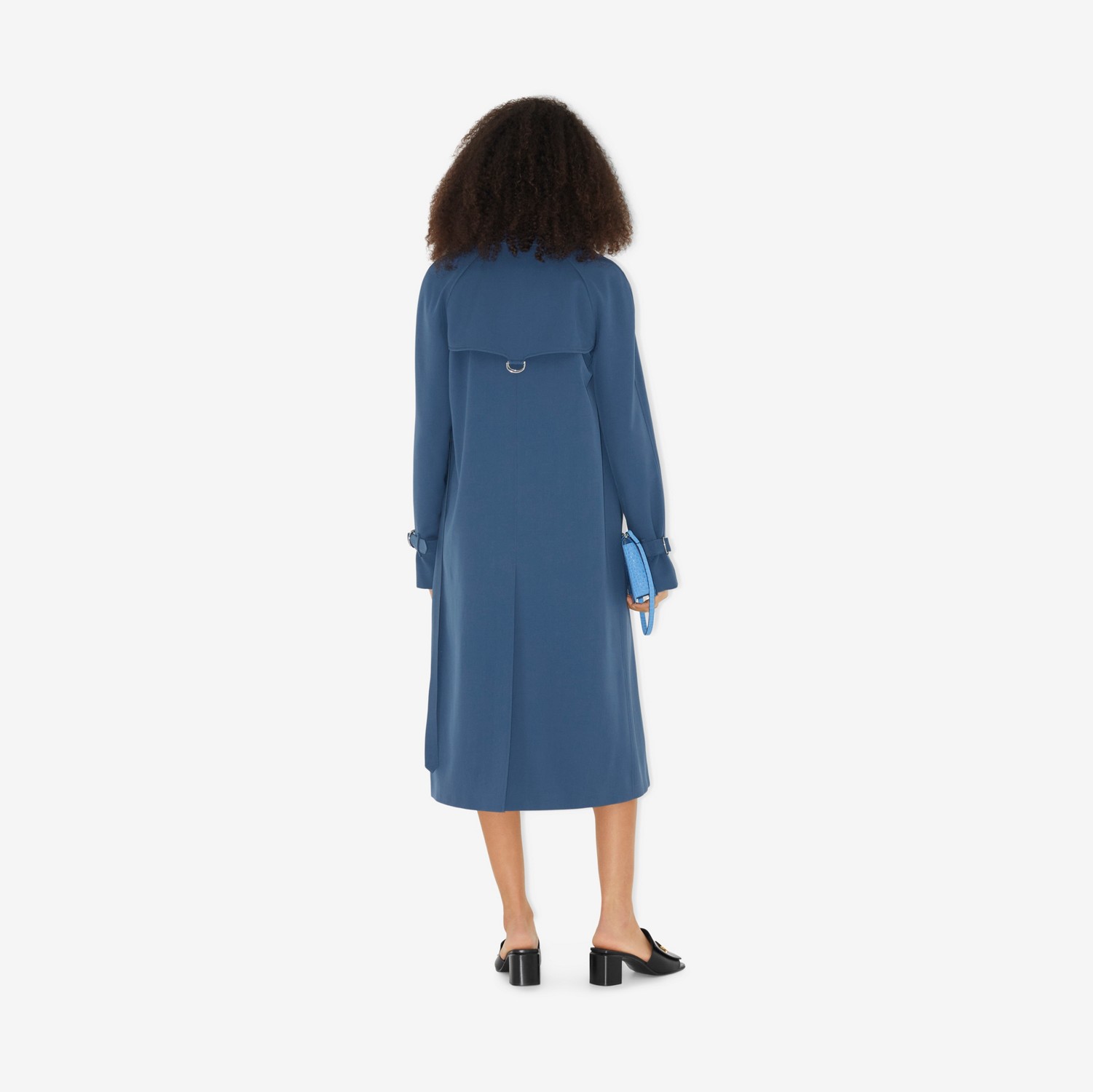 D 型环装饰羊毛围裹式大衣 (柔和海军蓝) - 女士 | Burberry® 博柏利官网