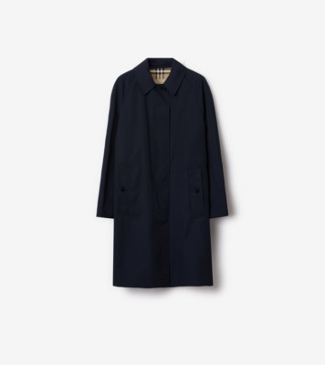 Mid length Camden Heritage Car Coat in Coal blue Women Cotton Gabardine Burberry Official