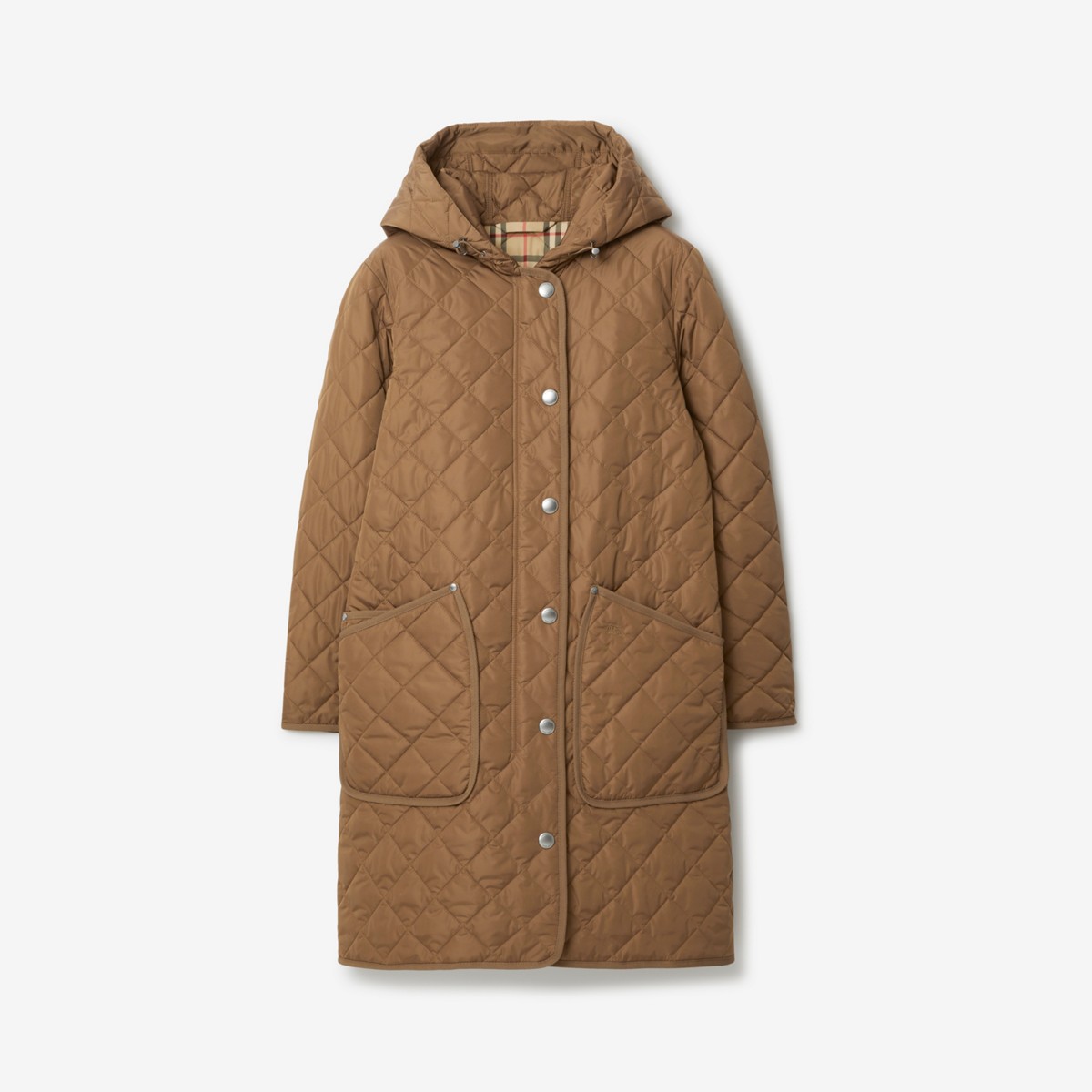 Shop Burberry Quilted Nylon Coat In Dusty Caramel